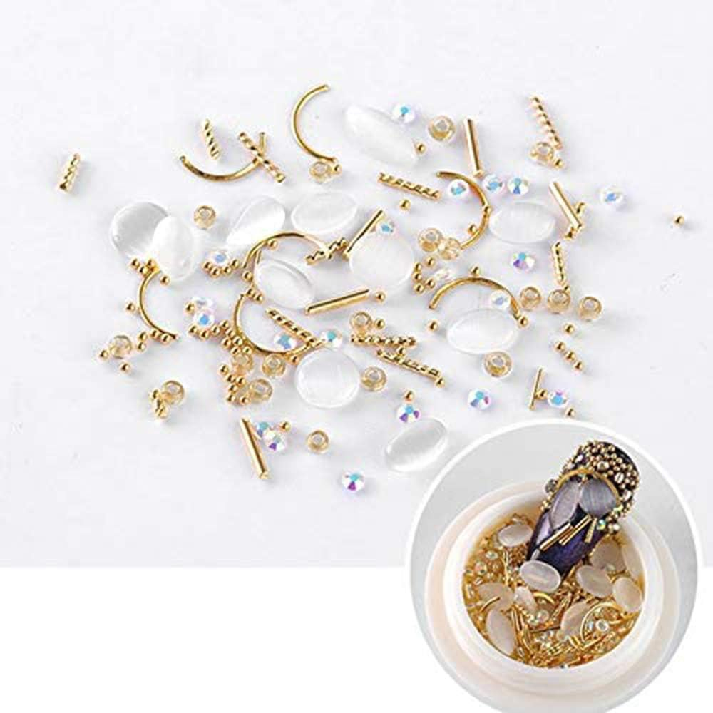 8 Boxes Nail Art Rhinestones Diamonds Beads Diy Crafting Jewelry Nails Art Crystals image number 1