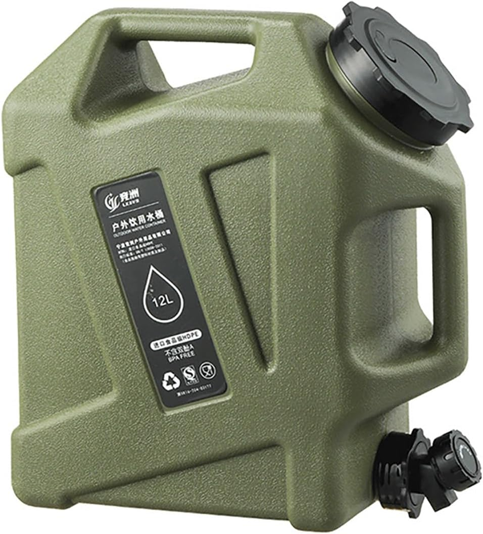 AIMALL Outdoor Camping Water Storage Container - Portable 12L PE Drinking Water Tank, Square, Black/Khaki/Green, 13.8X12.2X6.3 Inch image number 2