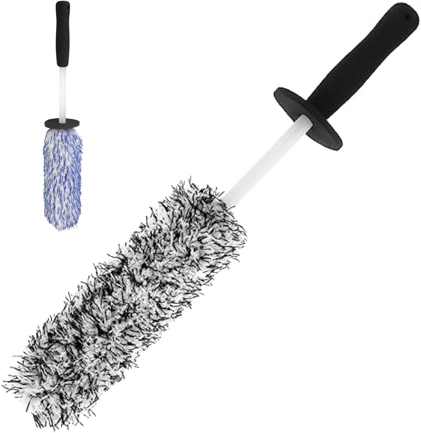 2Pcs Wheel Brush, Car Premium Wheel Brush, Soft Wheel Cleaning Brush, Non-Metallic Rim Cleaner Brush with Ergonomic Handle, Tire Brush, Rim Tire Detailing Brush for Cleaning Wheels (Blue+Grey) image number 3