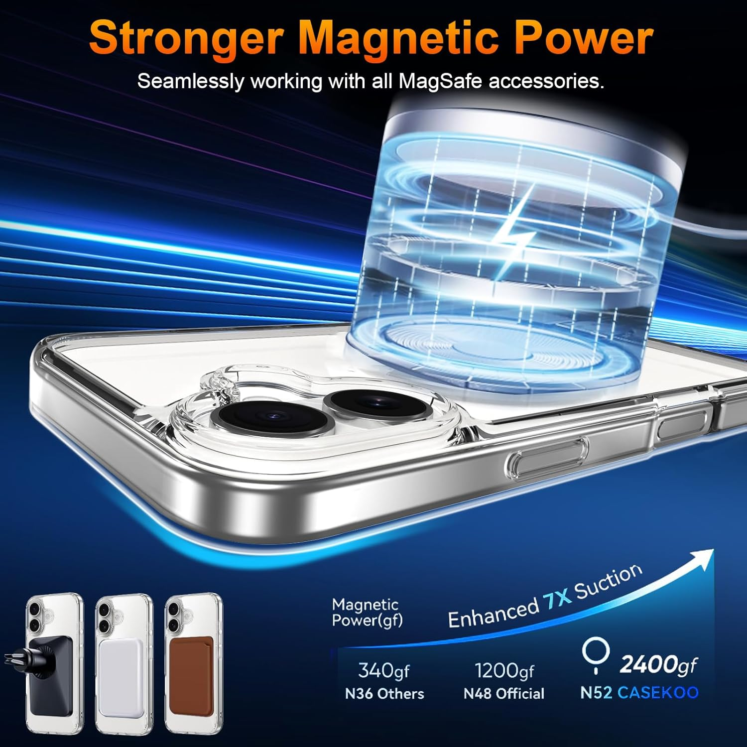 ROUMAYMAY Magnetic Case for Iphone 17 with Stand, Foldable Ring Holder, Kickstand [Compatible with Magsafe], Slim Transluscent Protective Case for Iphone 17 2025, Clear image number 2