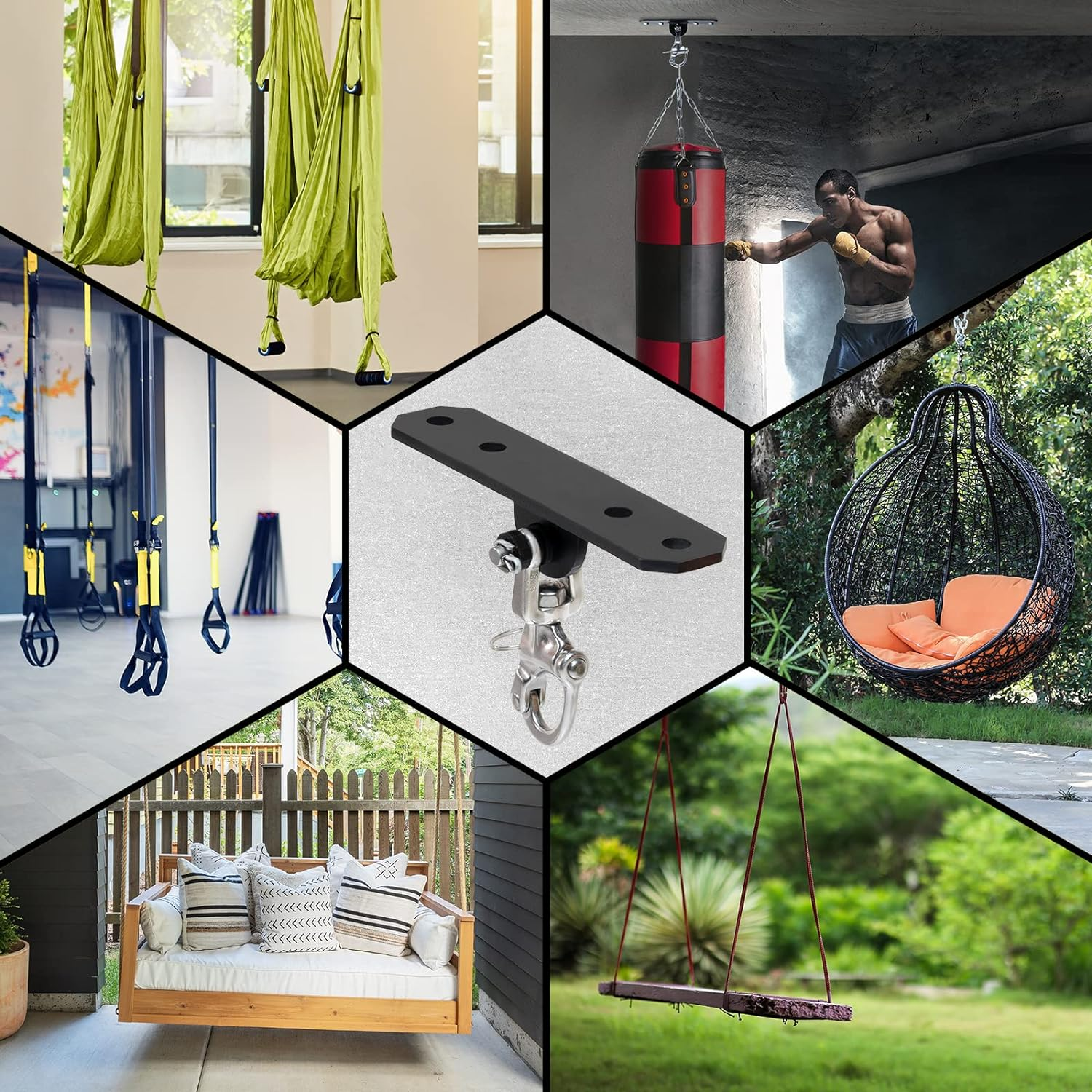 Yes4All, Heavy Bag Mount for Punching Bag Hanger, Heavy Duty Swing Hanger for Yoga, Chair, Boxing Bag, Indoor & Outdoor Gym - Smart Design, Easy to Use, Fit Most Ceiling