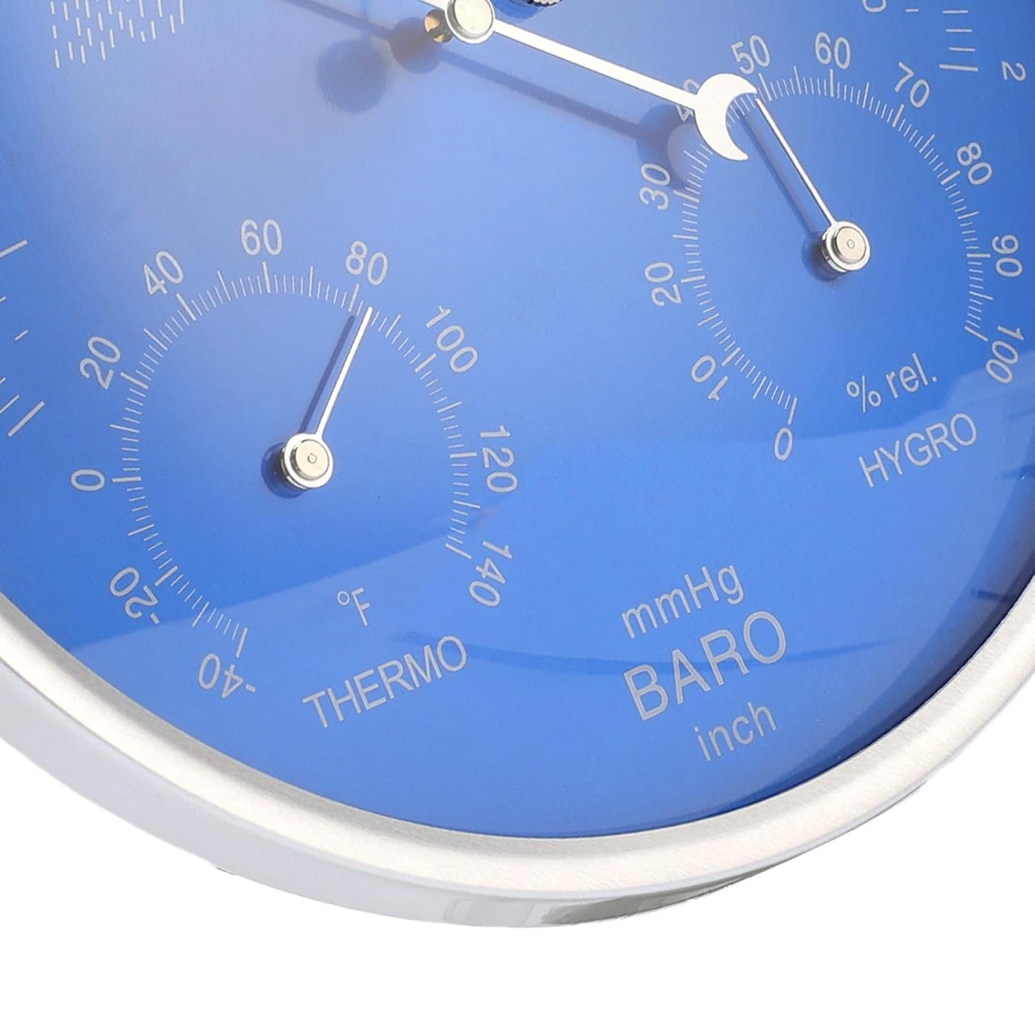 Sorandy All Season Thermometer Barometer Hygrometer, Aluminum Alloy 3 in 1 Indoor Outdoor Weather Station with Large 7.09In Dial, Predicts Weather Trends image number 4