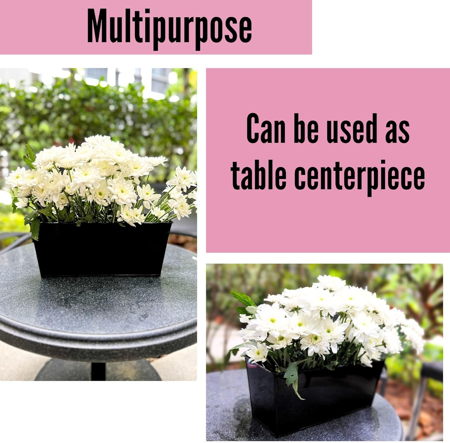 Lalagreen Railing Hanging Planters (2 Pack, 16 Inch) Large Black Metal Strawberry Flower Pots Outdoor Countryside Modern Rectangle Succulent Planter with Drainage Holes Hanger Balcony Deck Fence Porch image number 6