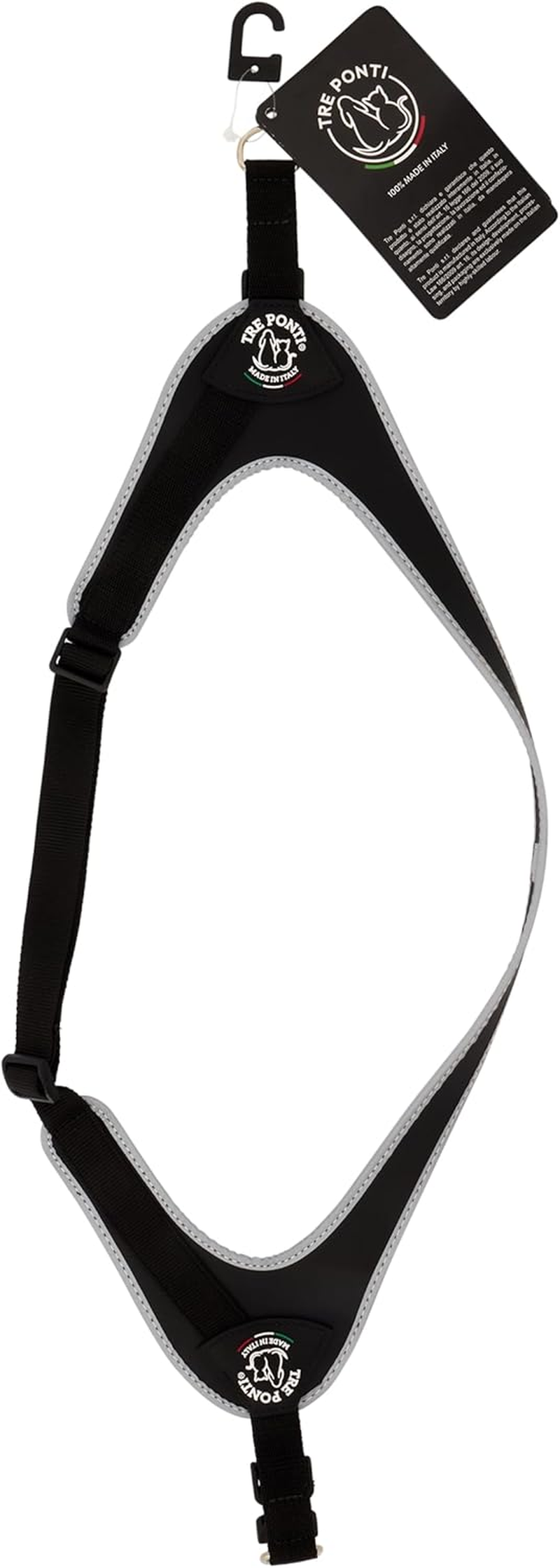 Tre Ponti Fibbia Small Dog Harness with Adjustable Belly Strap, 1 Cm, Black