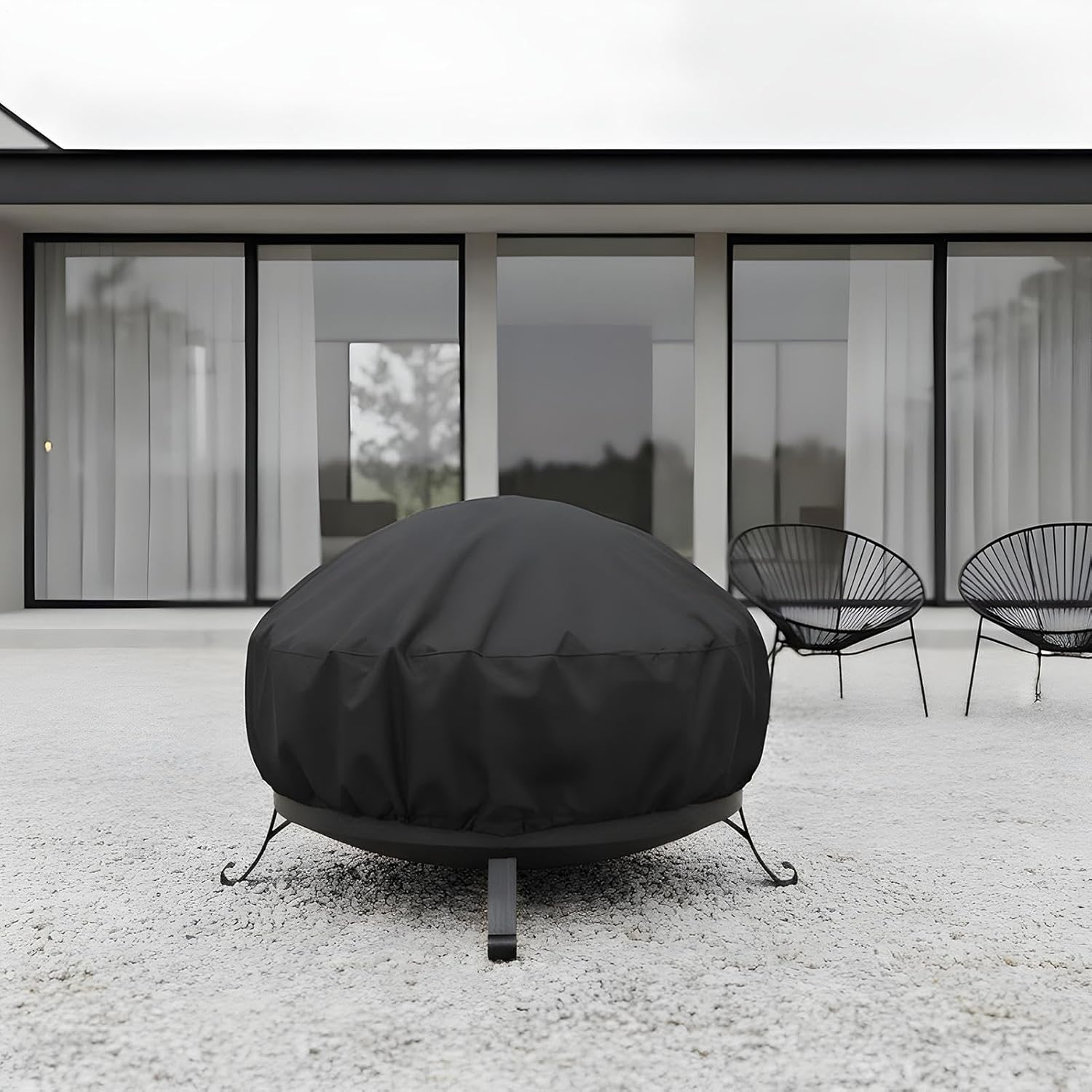 Cover for Fire Pit, Windproof Fade-Resistant, round Fire Pit Protector for Outdoors, for Barbecue Cooking Grilling Bonfire Rain Snow Leaves Debris Bird Droppings image number 6