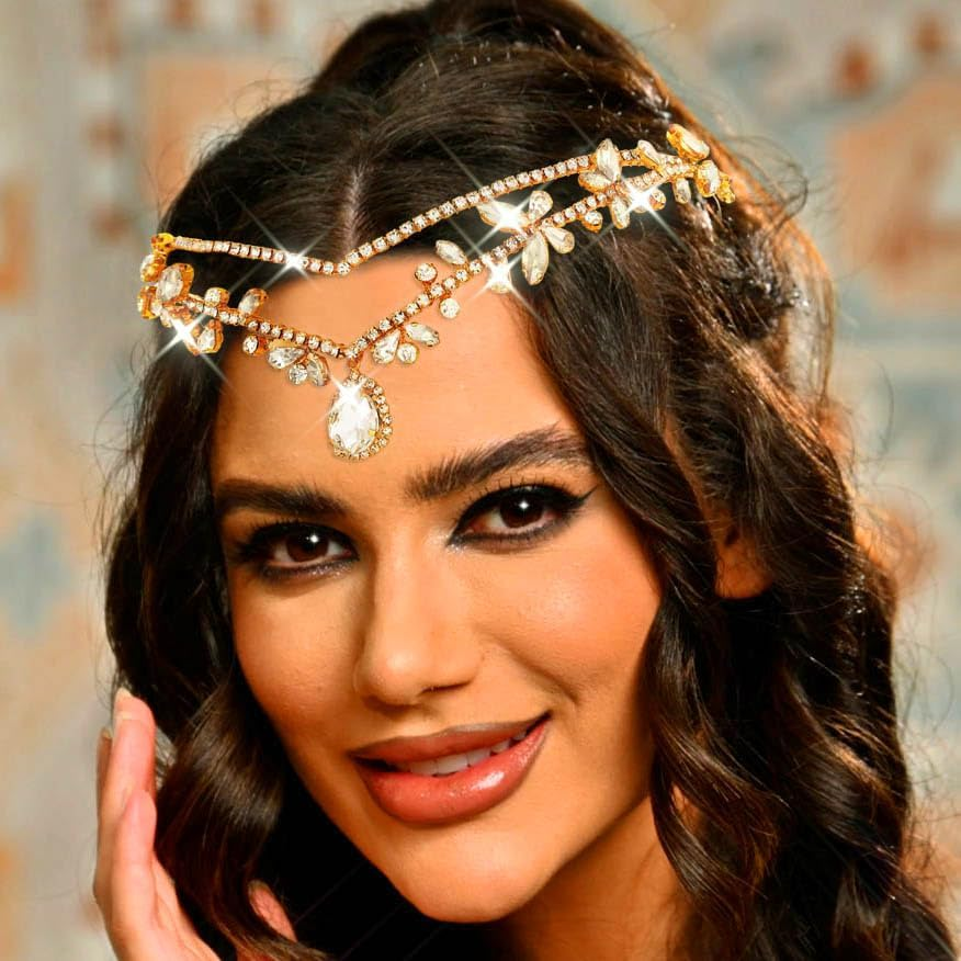 Fashband Crystal Headband Gold Rhinestone Headpiece Bridal Wedding Hair Accessories for Women image number 1