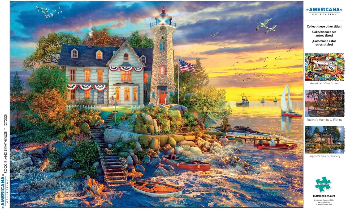 Buffalo Games - Charles Wysocki - Rock Island Lighthouse - 500 Piece Jigsaw Puzzle, Multi image number 5