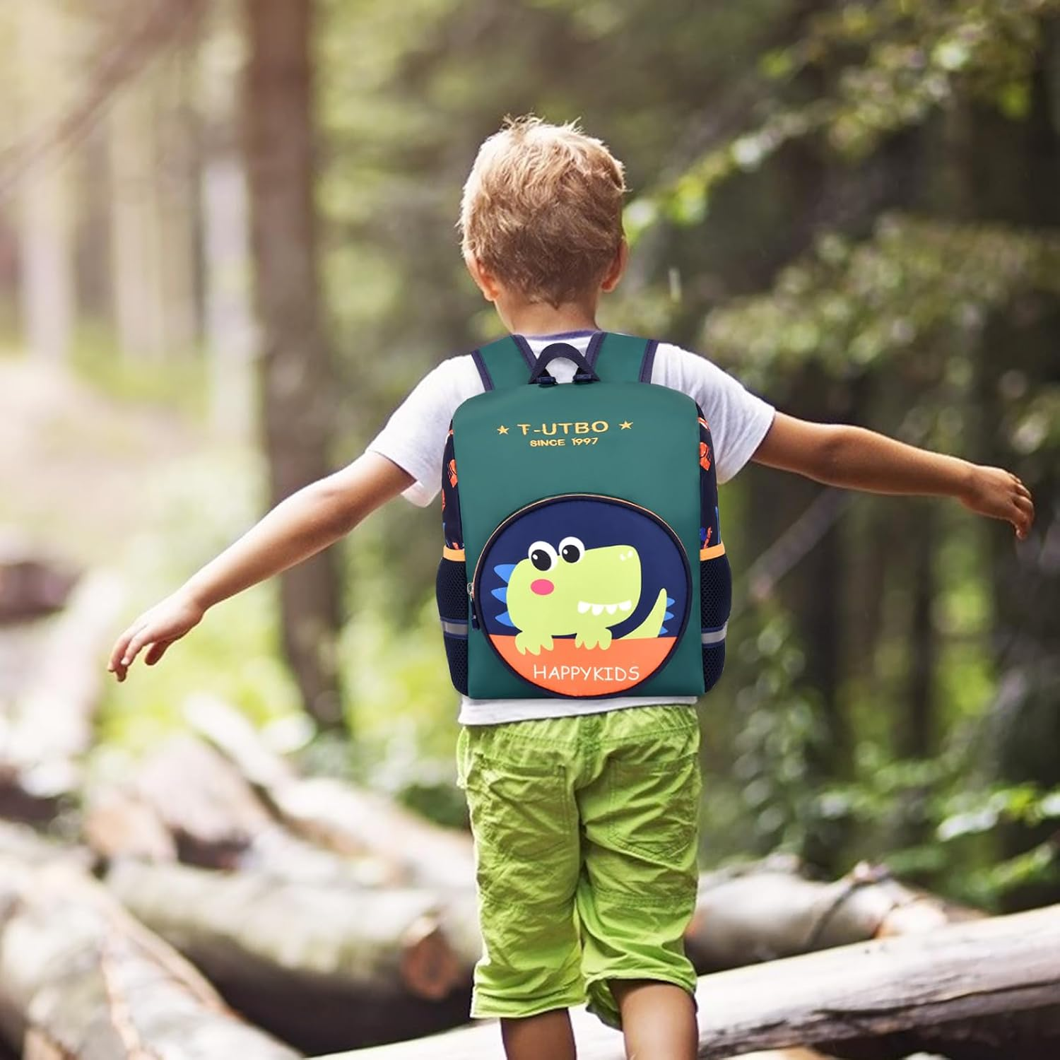 Litinliv Kids Children Dinosaur Backpack with Chest Strap, Toddler Backpack for Nursery, Kindergarten School Bag, Outdoor Rucksack, Kindergarten Nursery Backpack for 2-7 Years Boys Girls, Green, One image number 6