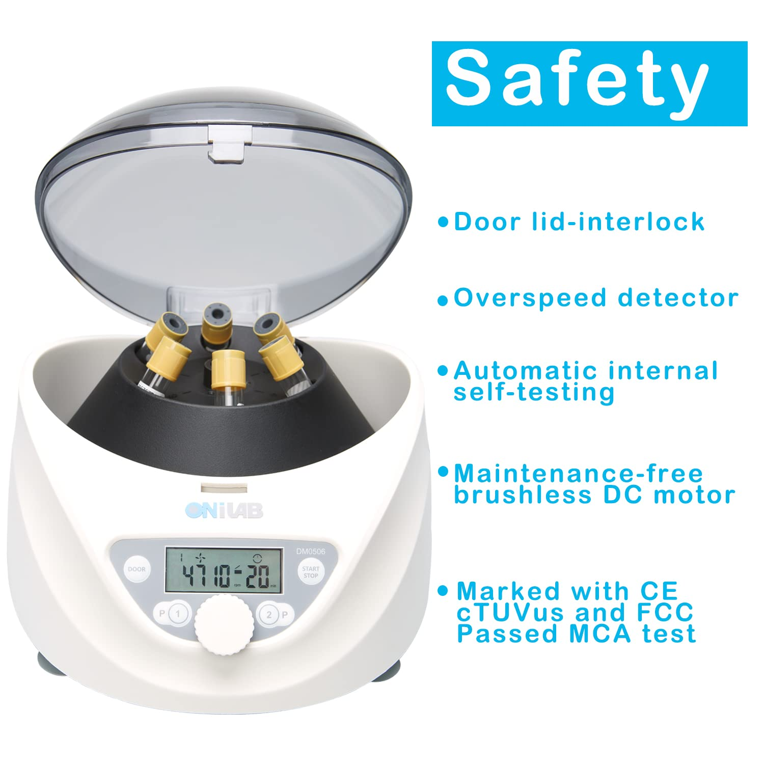 Onilab Lab PRP Benchtop Centrifuge 6X15Ml/10Ml/7Ml/1.5-5Ml, 300-5000Rpm(Max. 2600Xg RCF),LCD Digital Desktop Lab Centrifuge Timer 30Sec-99Min, Two Quick Start Programs&hellip; image number 4