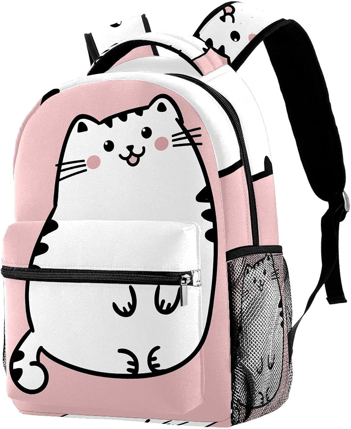 Kawaii Cute Fat White Cat I Backpack Students Shoulder Bags Travel Bag College School Tote Backpacks