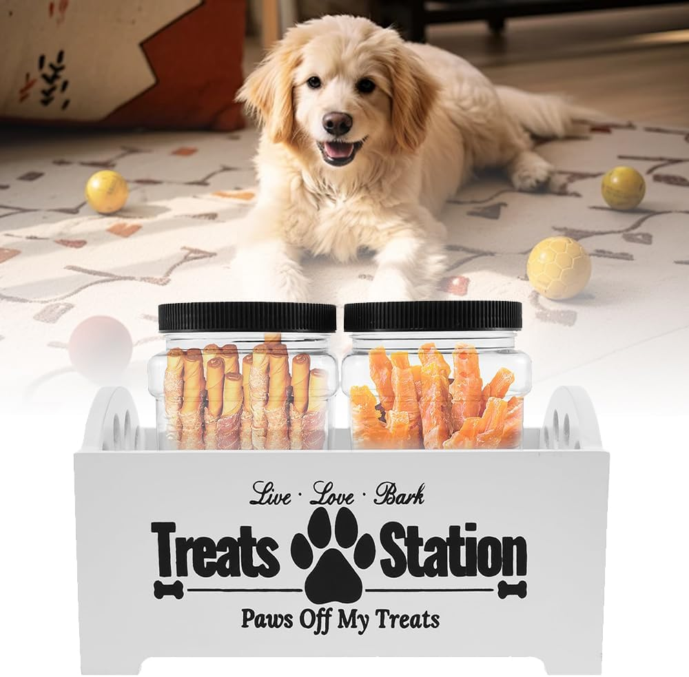 Pet Treat Storage Container, Portable Dog Treat Containers, Mutifunction Storage Canister, Modern Farmhouse Dog Treats Container with Handles 2 Jars ﻿ image number 2