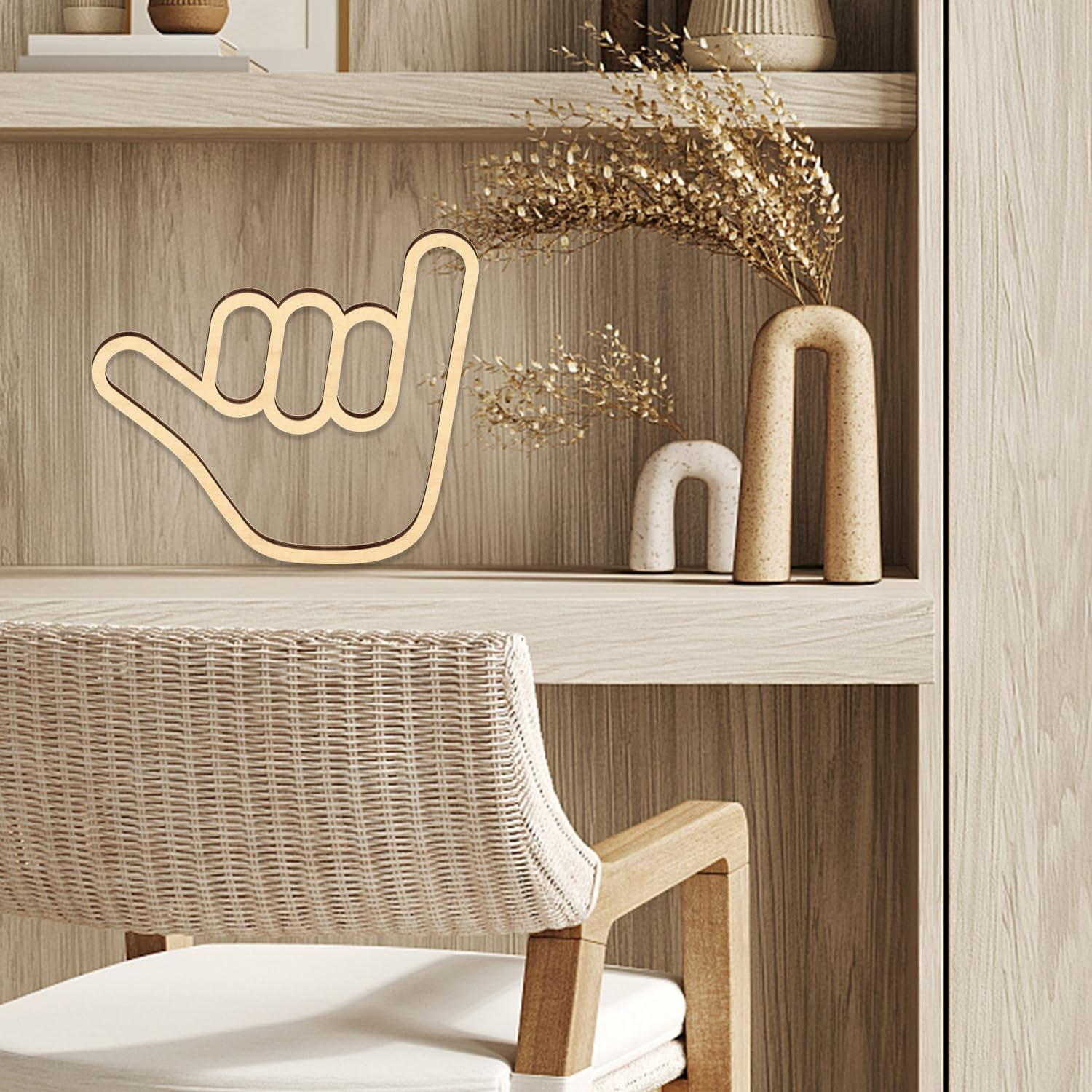 Shaka Hand Wooden Surfer Wall Sign - Hawaii Surf Hanging Decor for Home Living Room Nursery Decoration