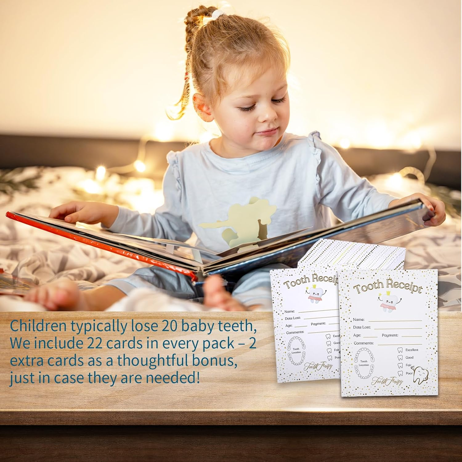 22 Pack Tooth Fairy Receipts with 2 Tooth Pouches (Pink and Blue Each), Tooth Fairy Kit for Kids, Tooth Keepsake Gifts for Boys and Girls, Lost Tooth Gift image number 2