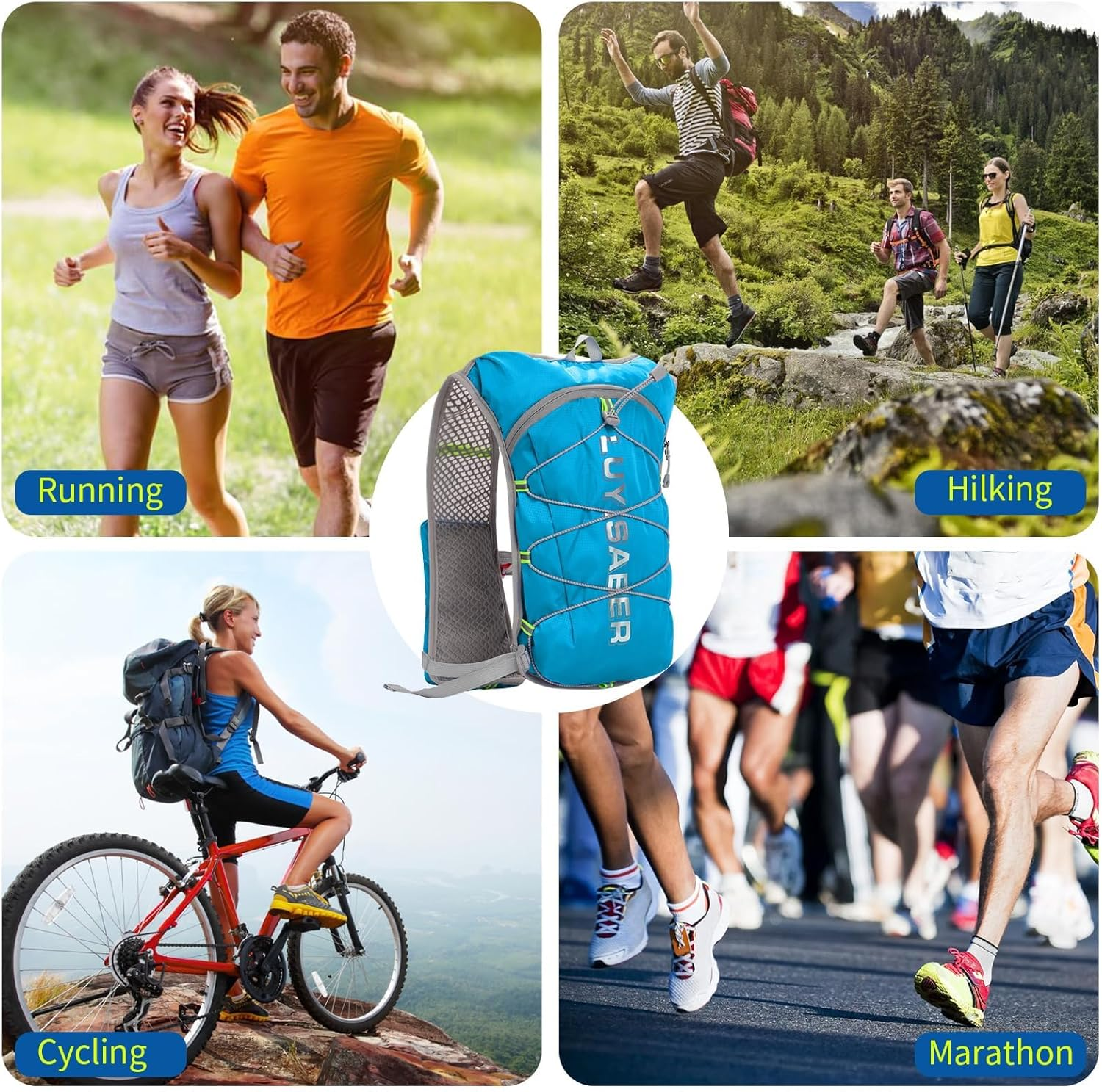 BLAZDEVE Running Hydration Vest Backpack, Ultralight Multi-Pockets Hydration Backpack for Women & Men, Lightweight Hiking Rucksack Hydration Vest Bag for Cycling Running image number 1