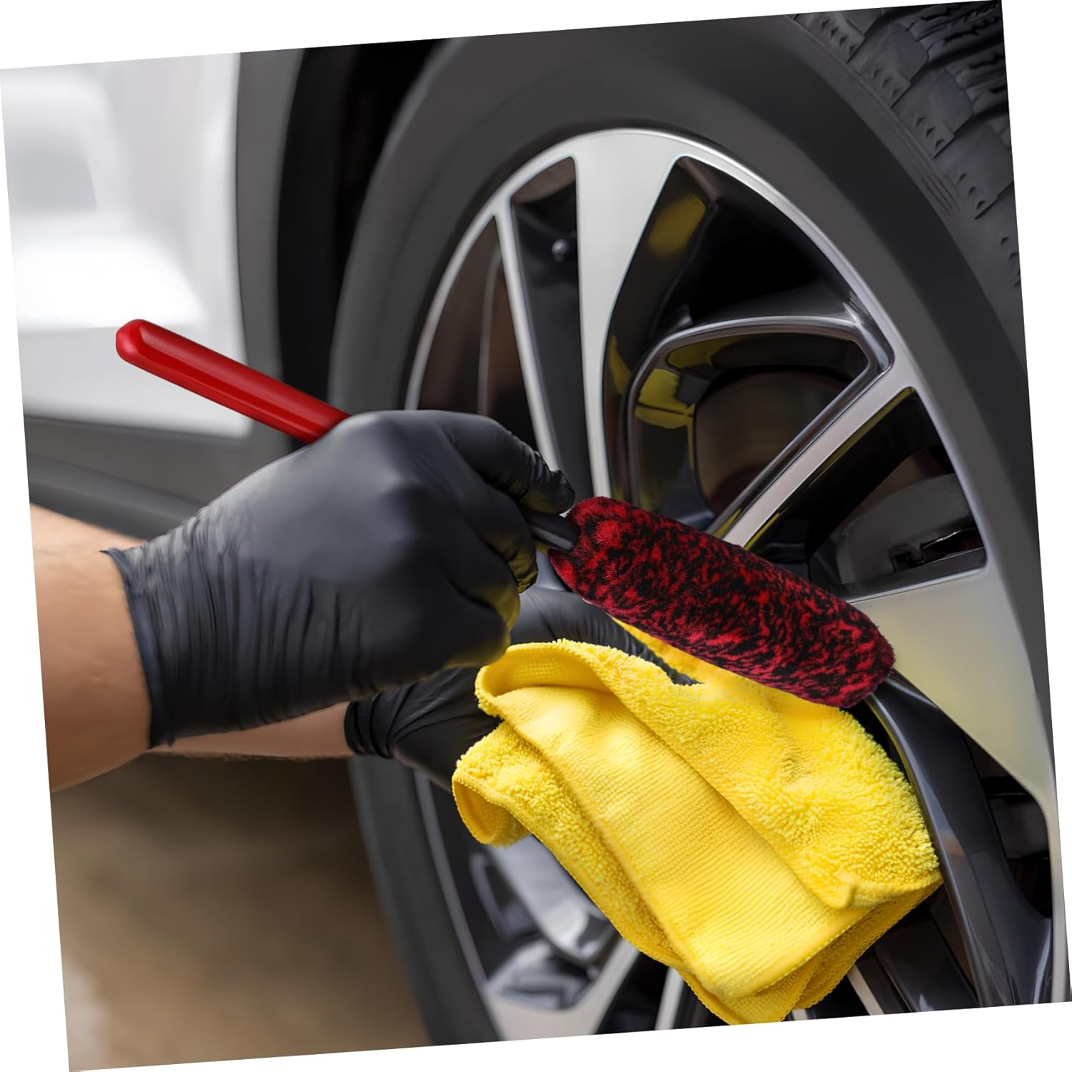 BUGUUYO 3Pcs Bendable Tire Cleaning Brush Flexible Automotive Detailing Tools for Wheels Car Wash and Interior Care Soft Bristles for Gentle Grime Removal image number 5