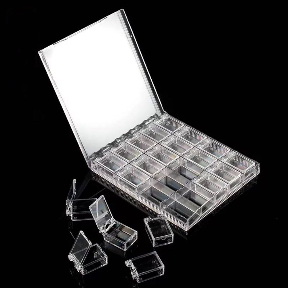 Betued Nail Art Box, 20 Grids Nail Decoration Box, Transparent Acrylic Nail Art Decorations Storage Box Jewelry Organiser for Diamond Embroidery Rhinestones Craft Bead Storage Tool image number 5