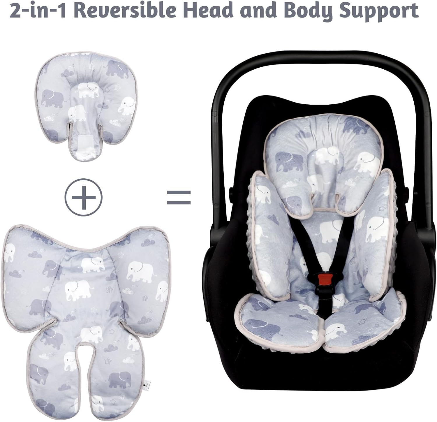 TANOFAR Infant Car Seat Head Support, Soft Baby Carseat Head & Body Support, Elephant Baby Car Seat Insert Cushion for Newborn Boys image number 2