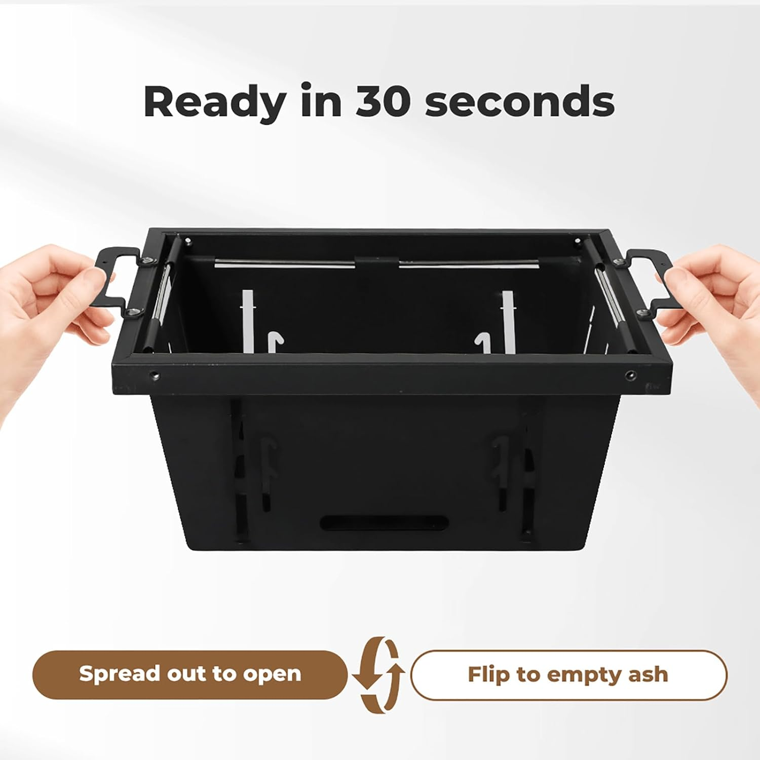 Levede Foldable Camping Table with Charcoal BBQ Grill Rack, Outdoor Portable Folding Steel Grill Desk with Lamp Bracket Hook, Cooking Barbecue Picnic Hiking Furniture Patio Dining Balcony Large Black image number 4