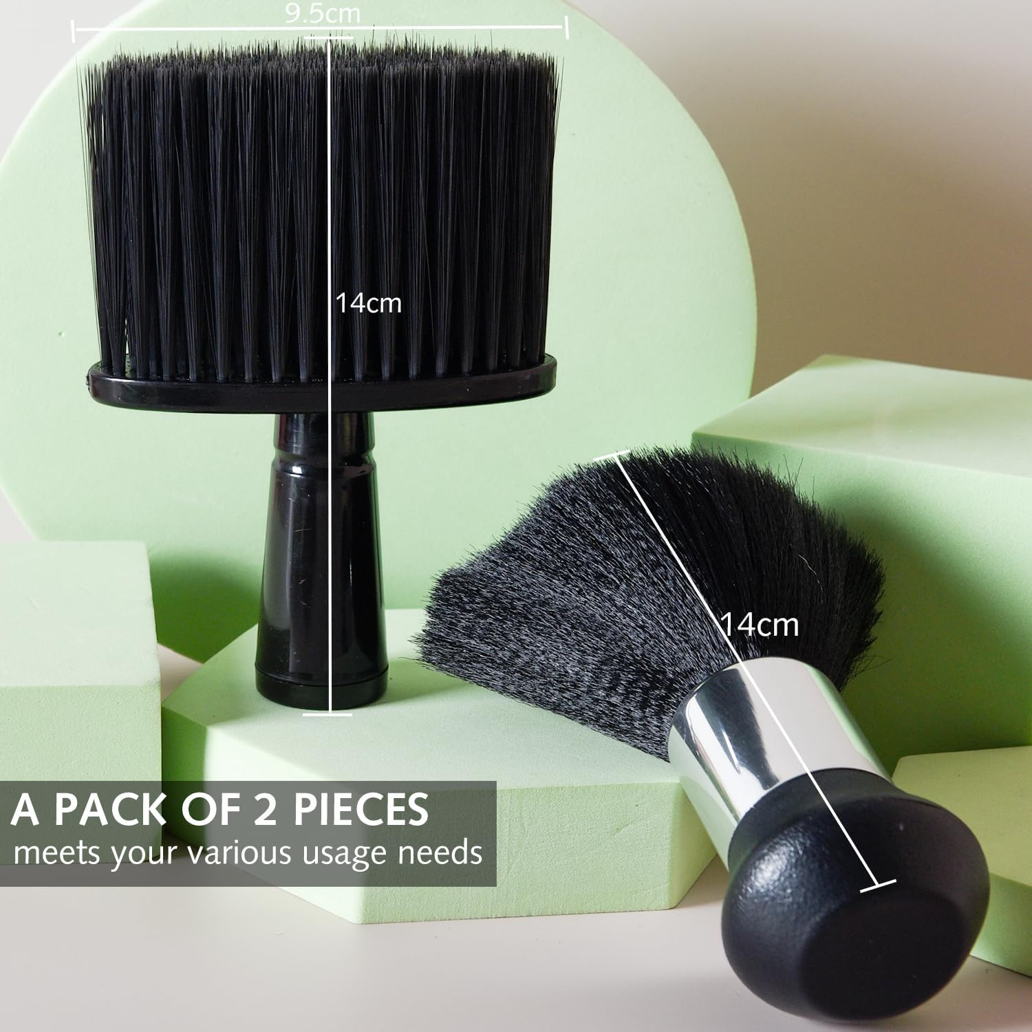 2 Pcs Neck Brush Neck Duster Barber Brush to Remove Loose Hair, Professional Hair Cutting Brush Soft Barber Brush Neck Duster Barber Accessories for Brushing off Hair around Neckline and Ears Haircut image number 1