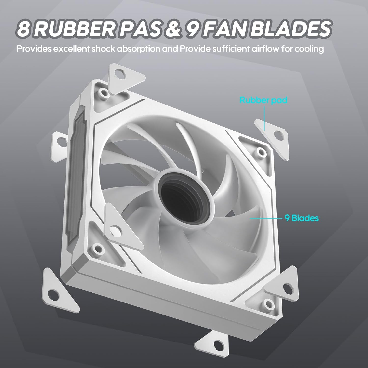 Vetroo L120 3-Pack 120 Mm ARGB Case Fan with Infinite Mirror Design & PWM Smart Control, Hydraulic Bearing, Nine Blades Design & 8 Rubber Pads for Low-Noise Operation - White