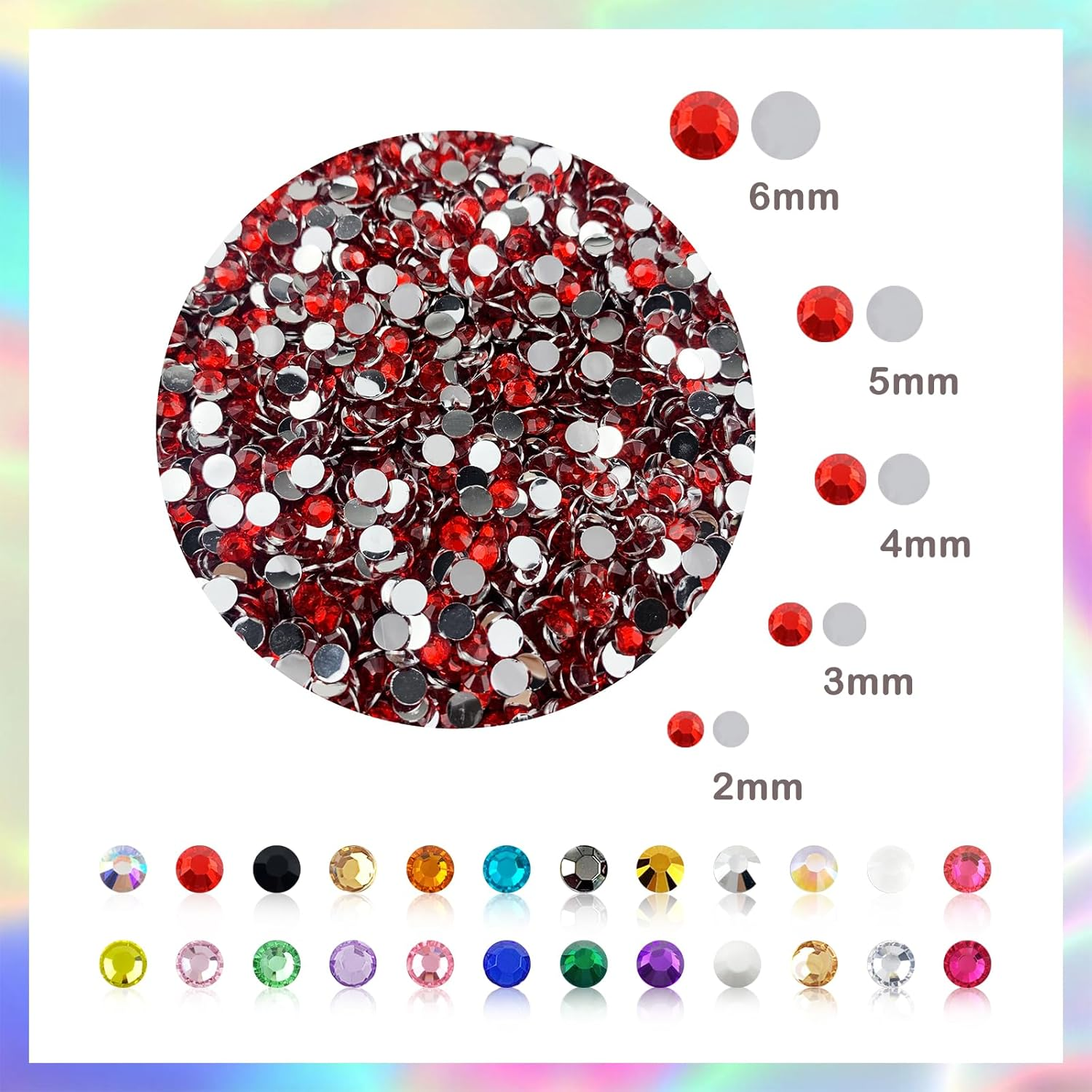 CLRDIVA 5000Pcs 3Mm Red round Resin Flatback Craft Rhinestones for Shoes Tumblers Nails Makeup DIY Bling Decoration image number 4