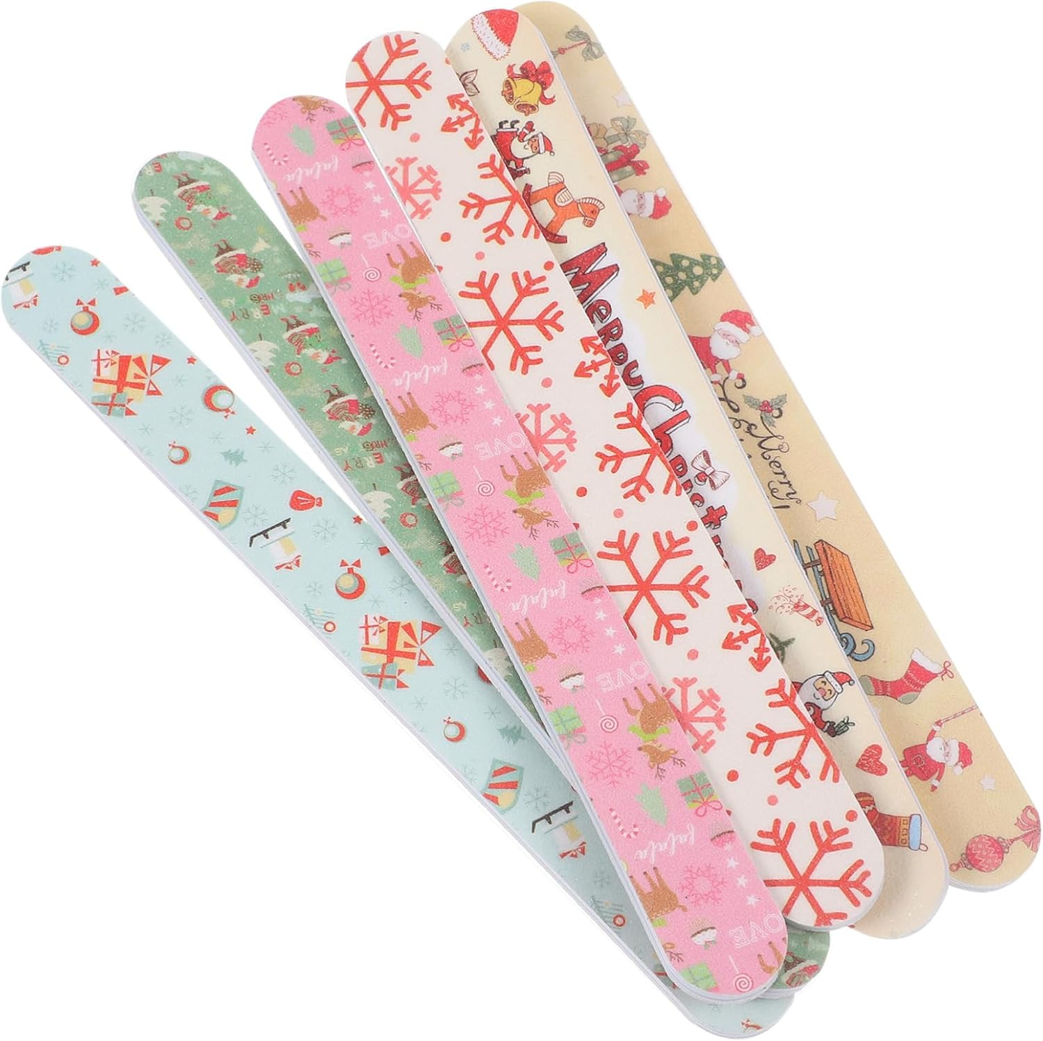 Baluue 24Pcs Christmas Themed Nail Files Eva Nail Polish Tools for Manicure and Pedicure Easy to Use for Natural and Artificial for Holiday image number 5