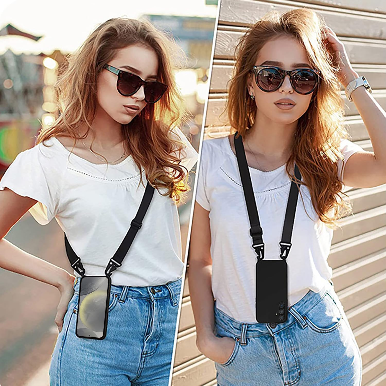 Yichxu Mobile Phone Lanyard Case for Samsung Galaxy S25 plus 5G with Strap, Silicone Mobile Phone Case with Cord Lanyard, Protective Case with Chain, Shockproof Nylon Shoulder Strap, Necklace Case For image number 6