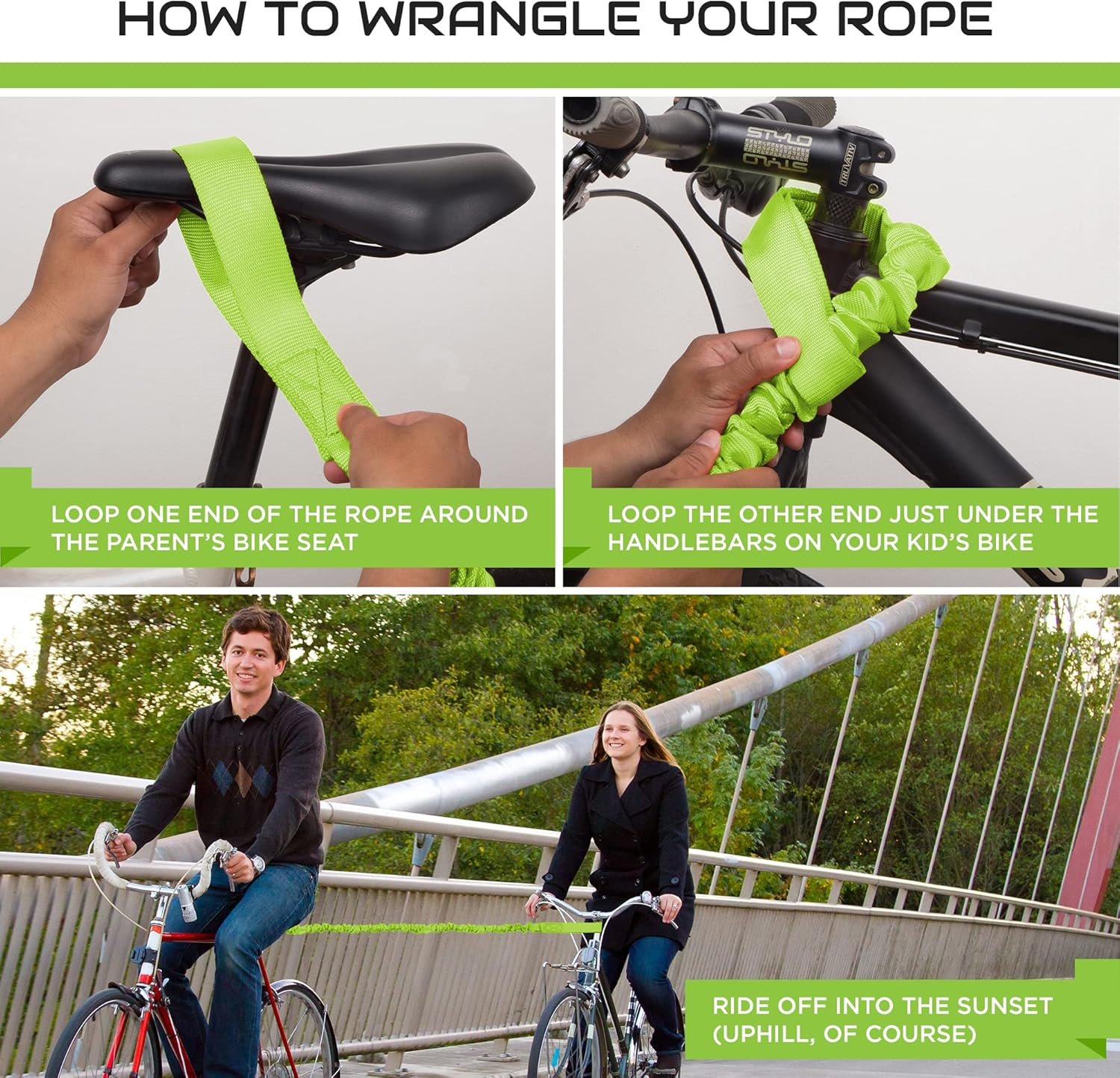 Cibi Bike Bungee Tow Rope - Heavy-Duty Uphill Cyclist Tow Strap with Secure Loops, Stretches 4.6-15 Ft, 4,000 Lbs Resistant - for Small Bikes, MTB & More image number 5