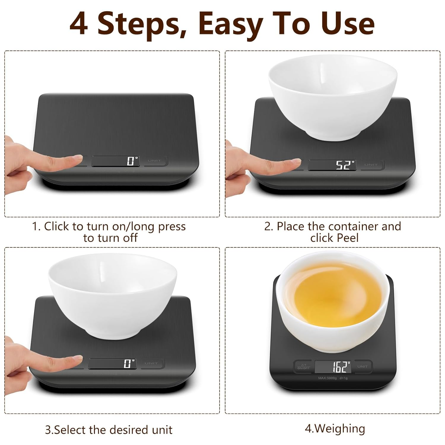 Geeric Food Scale, Digital Kitchen Scale 22Lb/10Kg Capacity, 6 Units with Tare Function Food Scale for Cooking, Baking,Meal Prep