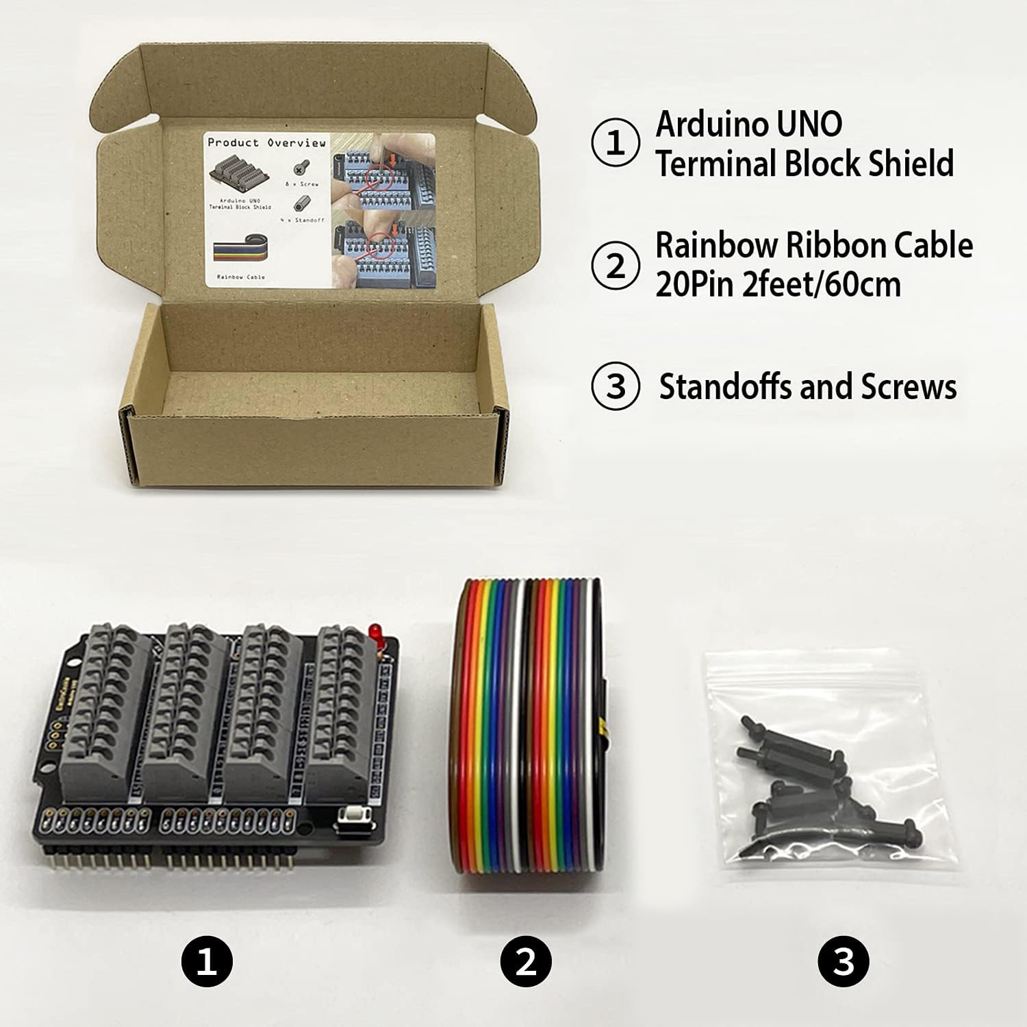 ELECTROCOOKIE Uno Terminal Block Shield Kit, Compatible for Arduino Uno R3, Push-In Simple Spring Connector Expansion PCB Module image number 2