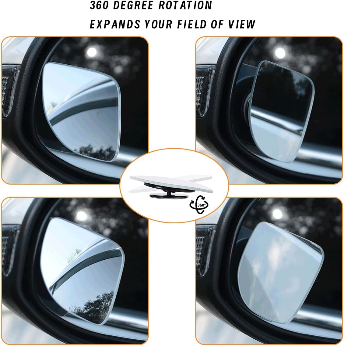 2Pcs Automotive Rearview Mirror Blind Spot Mirror, Adjustable HD Sector Mirror, Frameless Wide Angle Convex Mirror, Most Automotive Side Mirror Assistance image number 6