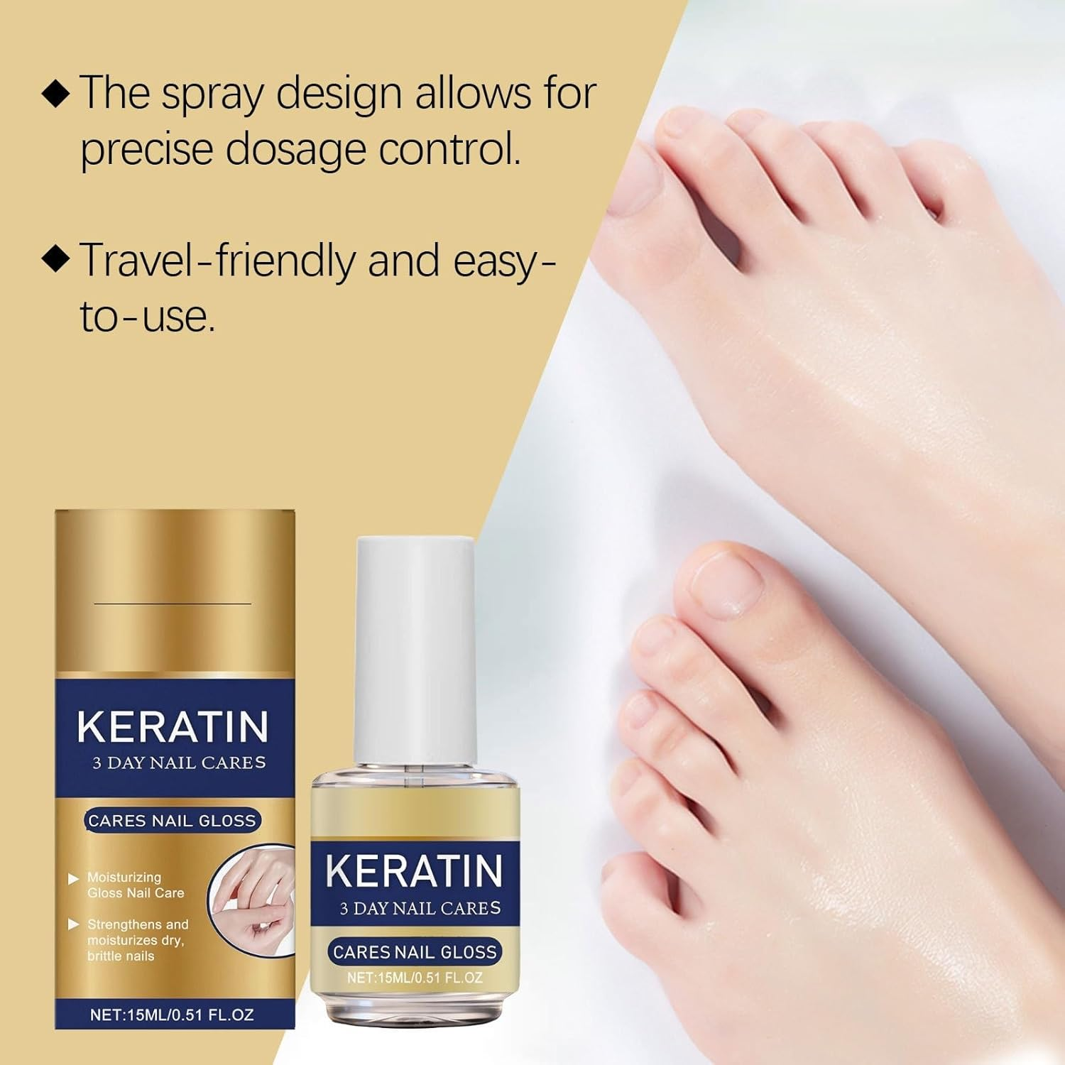 Keratin 3 Day Nail Care Oil,Daily Keratin Caring Cuticle Serum, Active Gloss Nails Polish,Thickness Hard Growth Oil,Moisturizes Strengthening Damaged Weak Dry Cracked Brittle (4Pcs) - 4Pcs image number 2