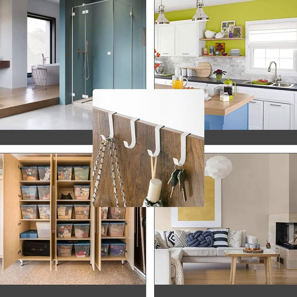 4 Pack over the Cabinet Door Single Hooks Fit for 3/4 Inch Doors (Black) image number 2