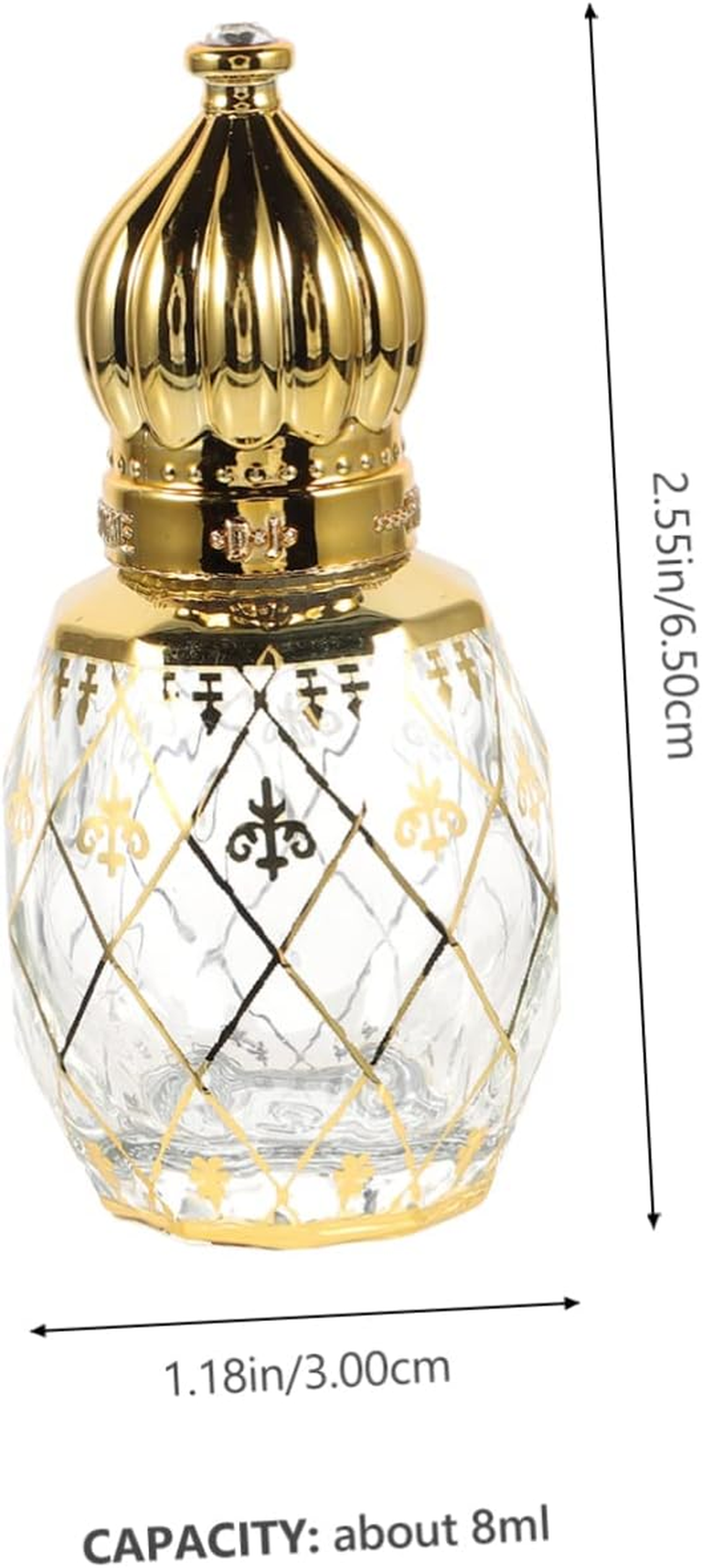 Middle Eastern Perfume Bottle 8Ml Glass Refillable Fragrance Bottle with Gold Cap Decorative Essential Oil Roller for Household and Travel Use Random Style image number 2