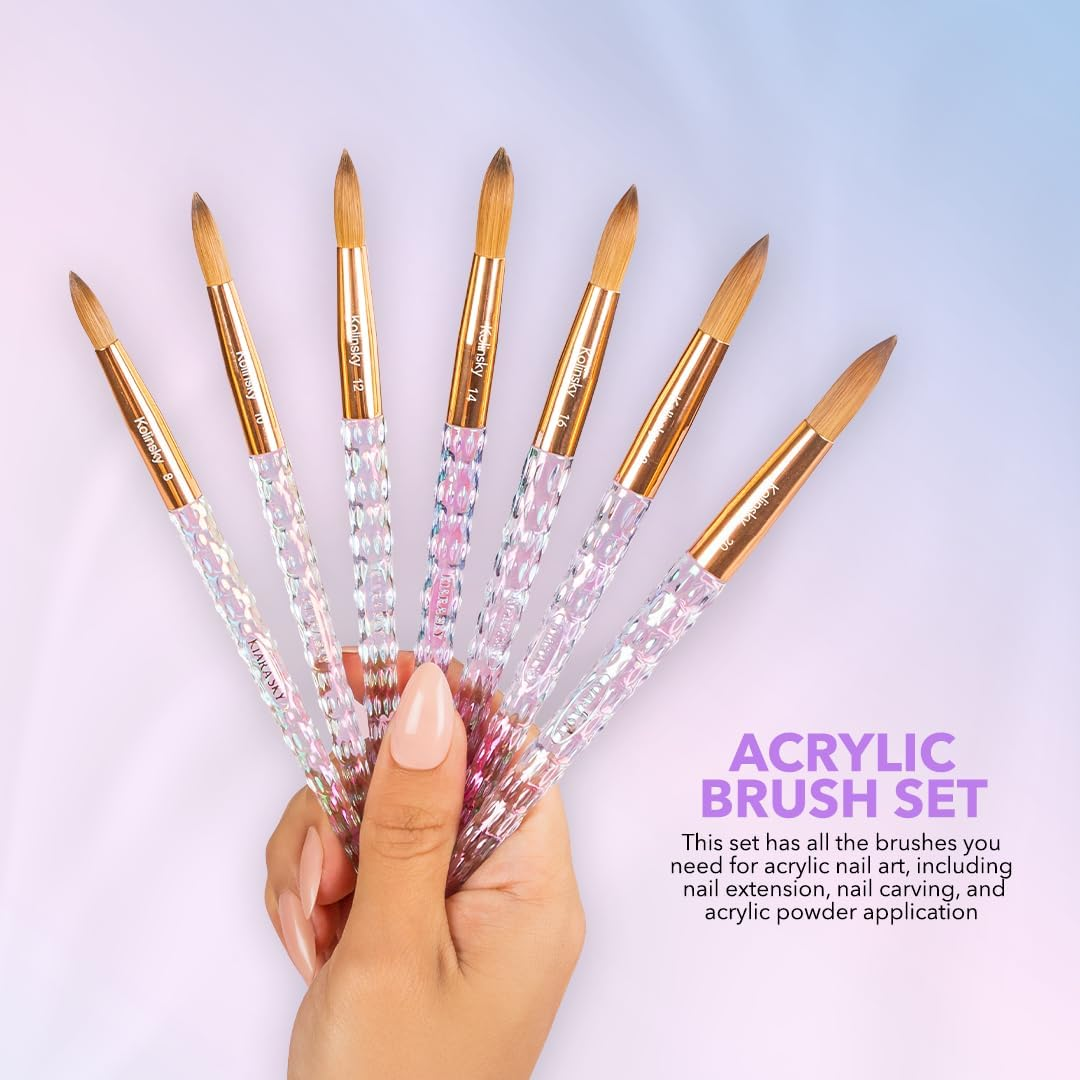 Kiara Sky Acrylic Brush #10 - Clear | 100% Pure Kolinsky | Crystal Cut Handle and Acetone Resistant image number 5