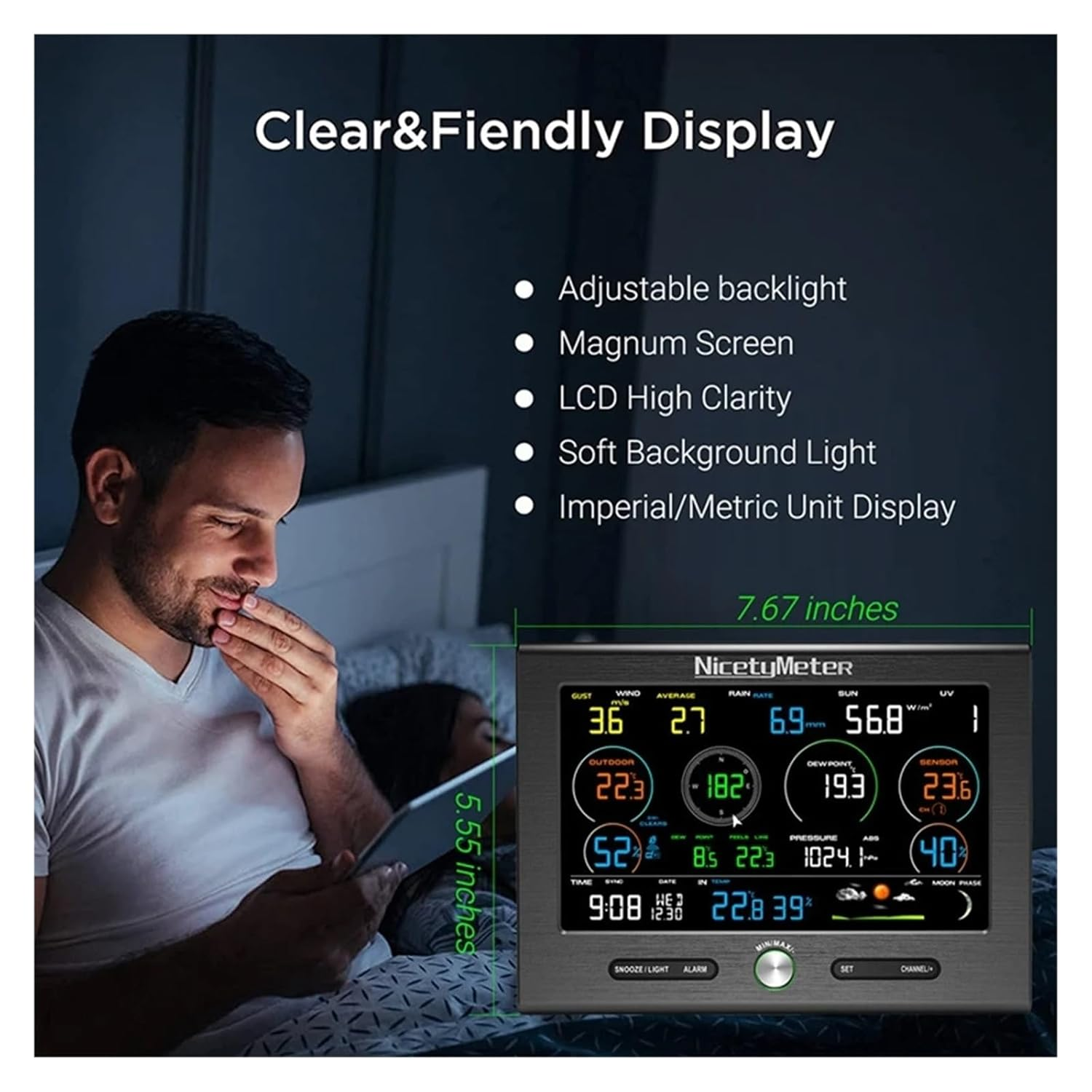 Wifi Digital Weather Station PM2.5 PM10 CO2 Rainfall Air Monitor Weathercloud Forecast Detect Wind Speed Anemometer