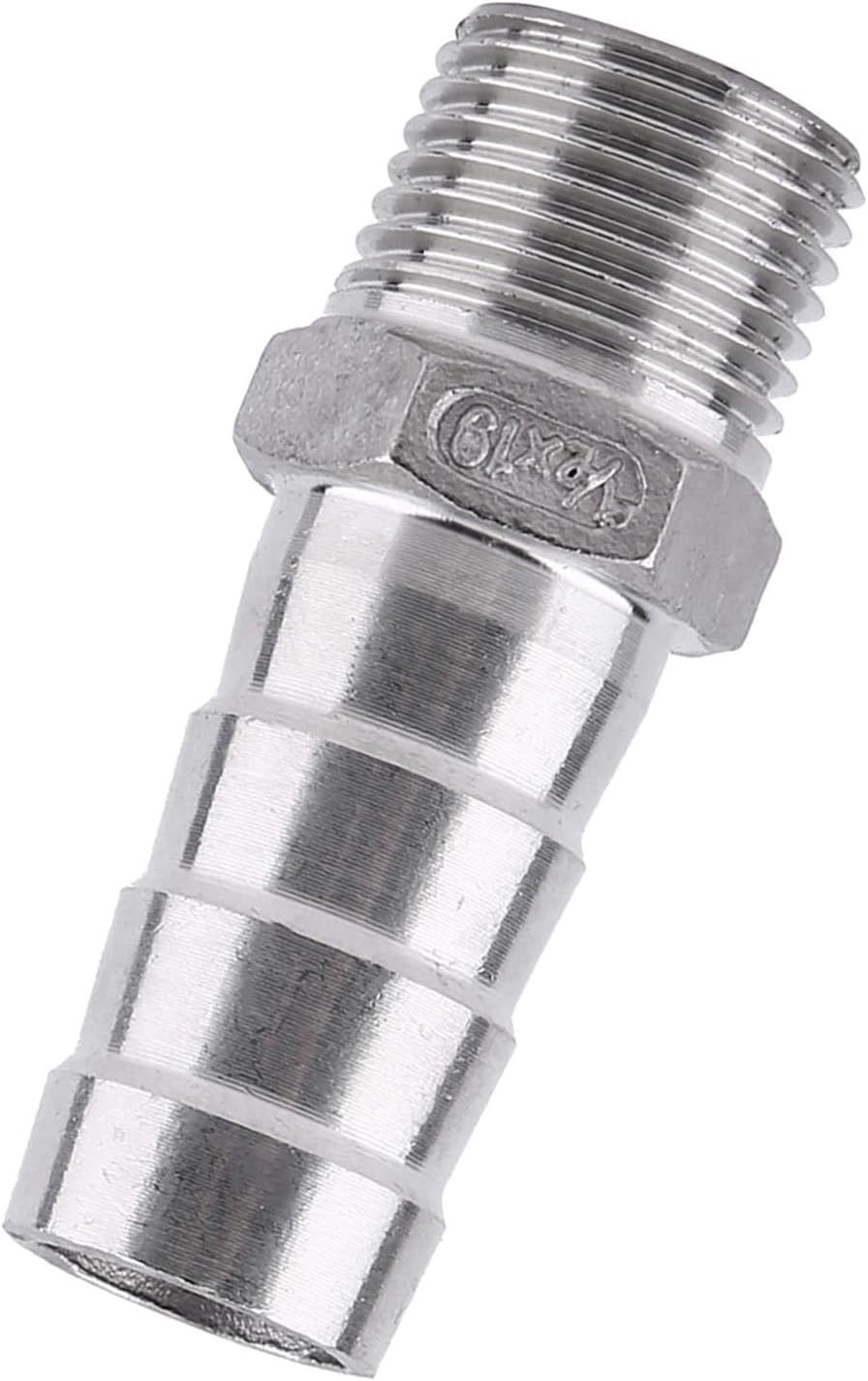 Viagasafamido Stainless Steel 304 Male Thread Pipe Fitting Hose Tail Connector BSP 1/8 Inch - Custom Fit, Easy Installation, Wide Application for Barb Hose Connector Quick Connection, Ideal image number 1