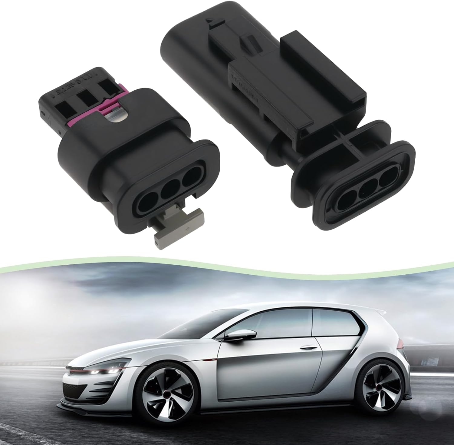 Emagtech 4Pcs Connector Plug 3Pin Car Speaker Connector Exhaust Valve Delete Connector Removal 1-1718644-1 DJ7033WA 1488991-1 Compatible with VW Golf R MK7 MK7.5 MK8