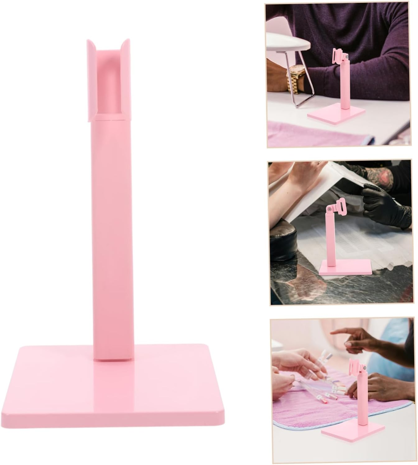 EXQUIMEUBLE 360-Degree Rotating Nail Art Lamp Stand Portable Usb Manicure Drying Rack for Nails Pink Color for Home and Salon Use image number 2