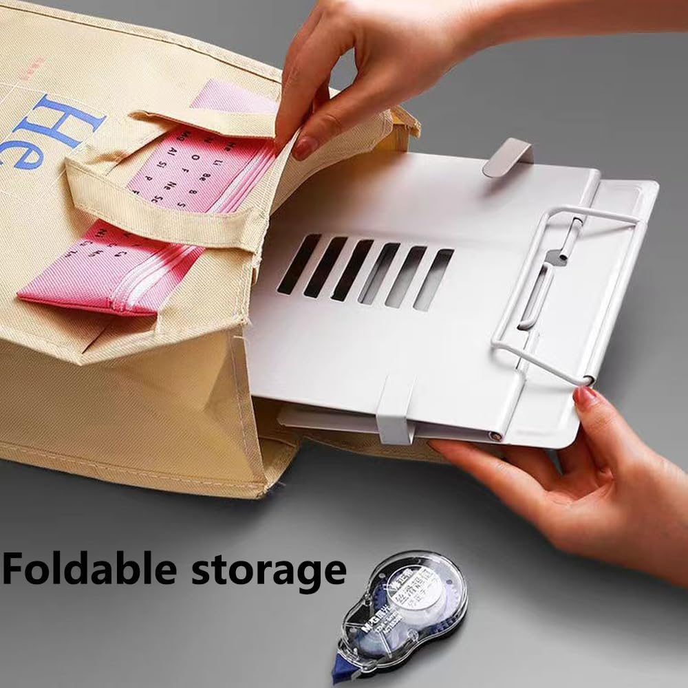 Hbluefat Metal Book Stand with Fixing Clips Folding Reading Book Holder,Sturdy Desktop Rest Book Holder for Cookbook,Magazine,Laptop,Tablet (Blue) image number 3