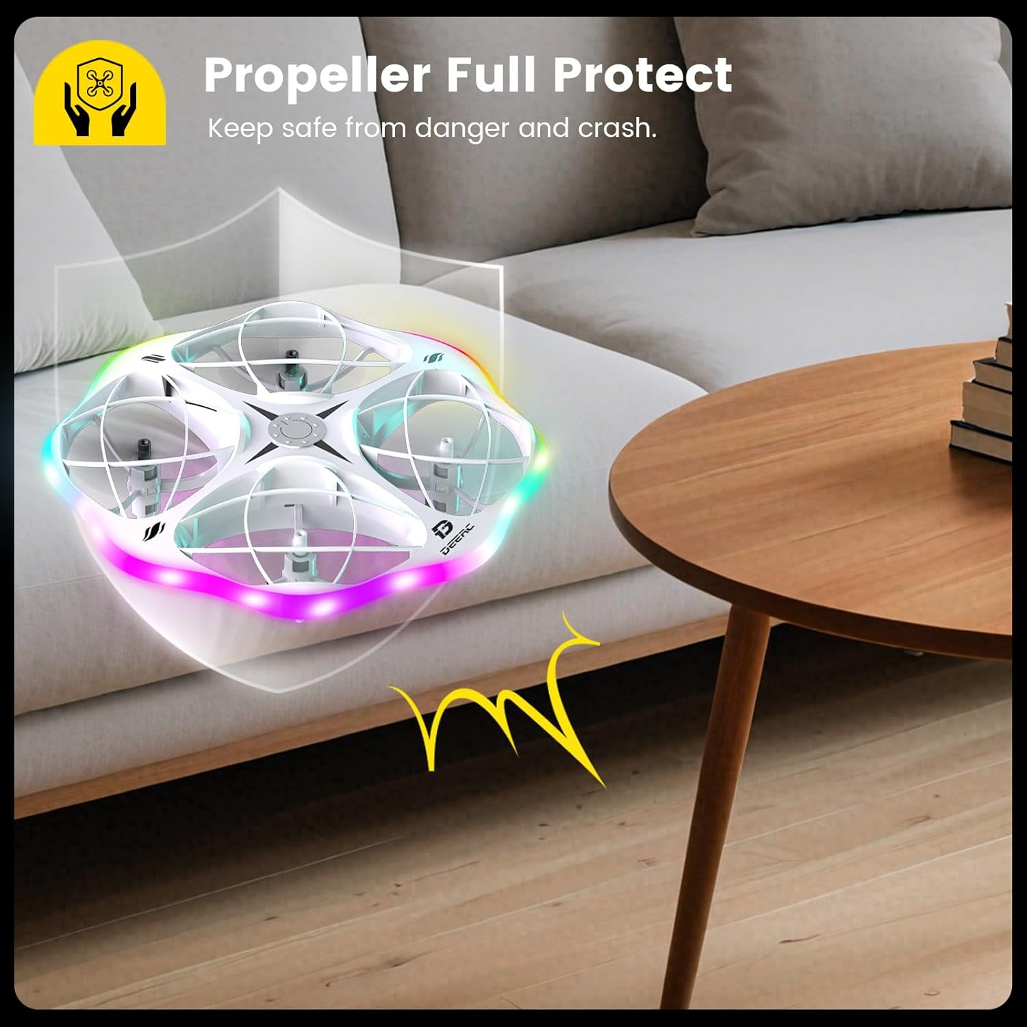 DEERC D13 Mini Drone for Kids with Obstacle Avoidance, 6 Lighting LED Modes, Easy Small UFO Toys with 3 Batteries Longer Flight Time, Throw to Go, 3D Flips, Birthday Gift,For 6-12 Year Old Boys Girls