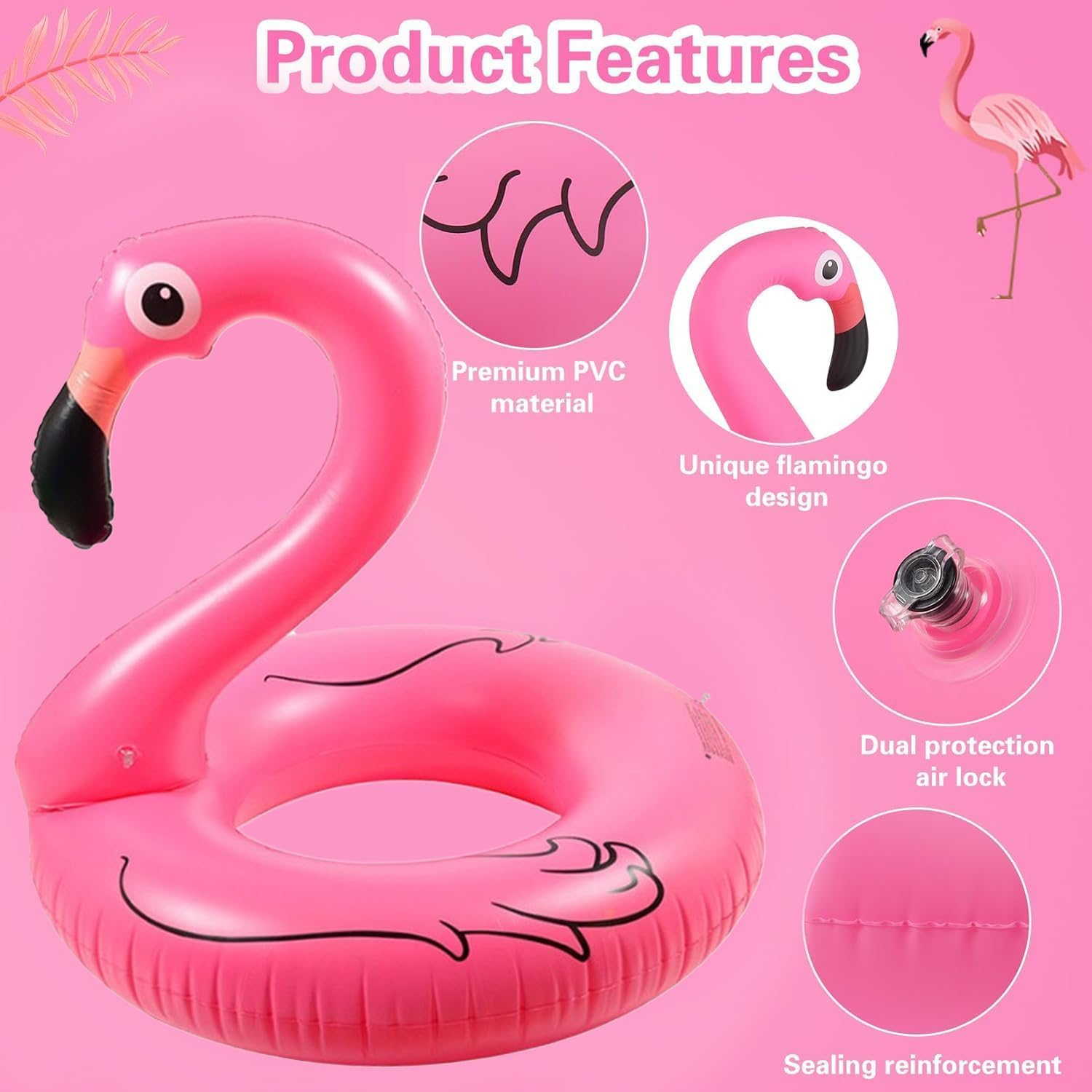 Inflatable Unicorn Flamingo Pool Floats - 2 Pack Pool Floaties Inflatables Rafts for Swimming Pool Tubes for Floating Lake Beach Floaty Swim Rings Pool Party Toys for Adults Kids