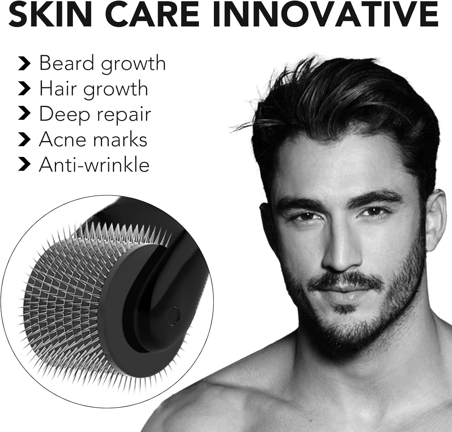 Dr.Roller Beard Roller 0.5 Mm, Derma Roller Hair, Beard Growth, Microneedling Roller, Derma Roller with 540 Micro Titanium Needles for Face, Scalp, Hair Loss, Scars image number 2