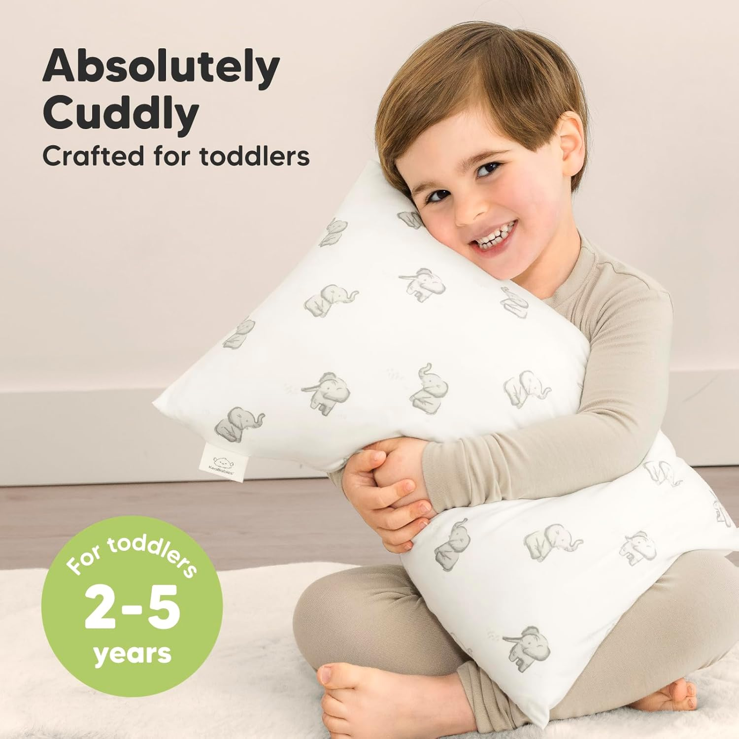 Toddler Pillow with Pillowcase - 33X45 My Little Cuddly Pillow, Bamboo Nursery Toddler Pillows for Sleeping, Kids Pillow, Travel Pillows for Sleeping, Mini Toddler Bed Pillow (Elly) image number 5