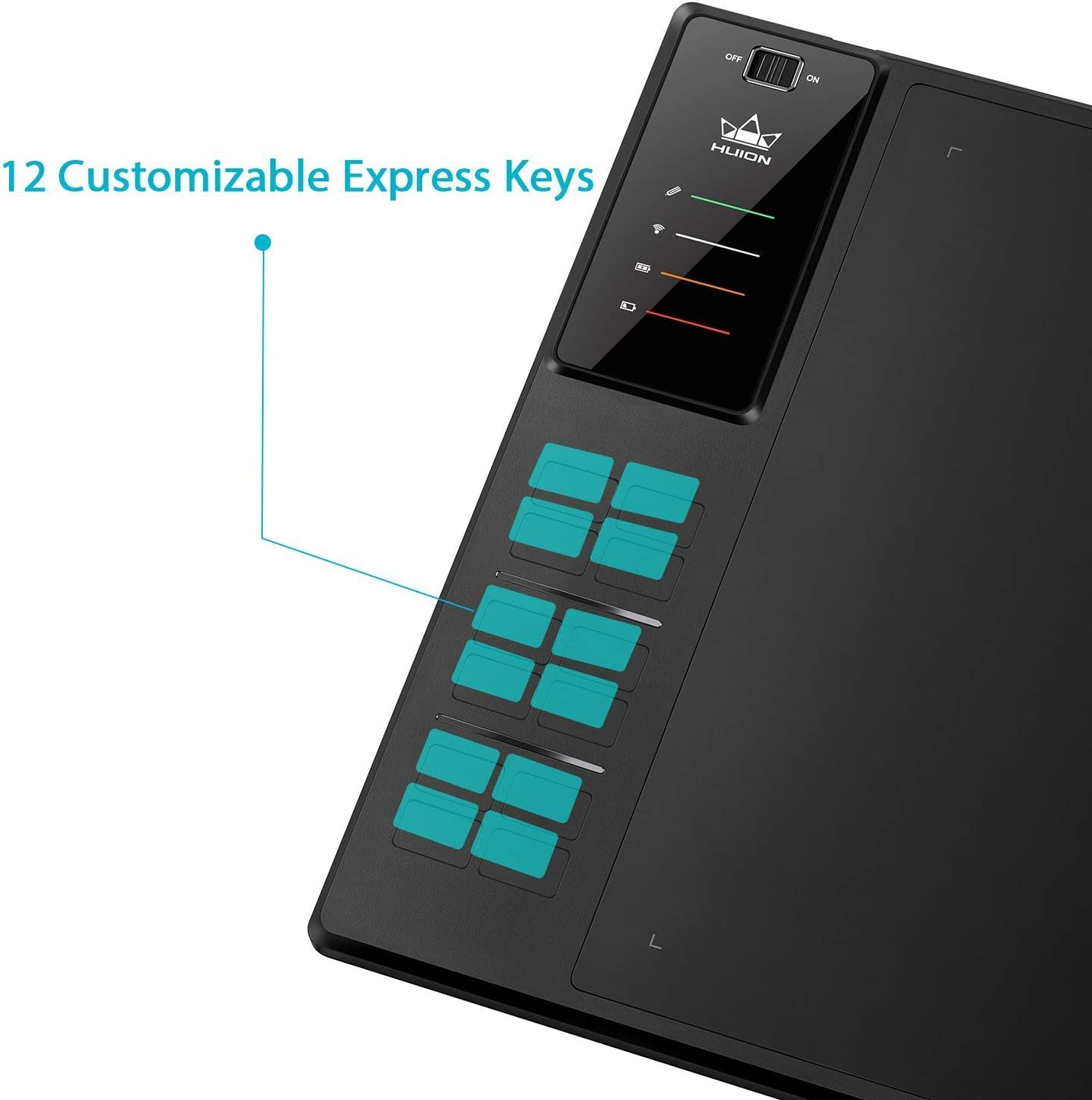 HUION WH1409 V2 Upgraded Battery-Free Wireless Graphics Drawing Tablet 8192 Levels 13.8 X 8.6 Inch with 12 Express Keys image number 5