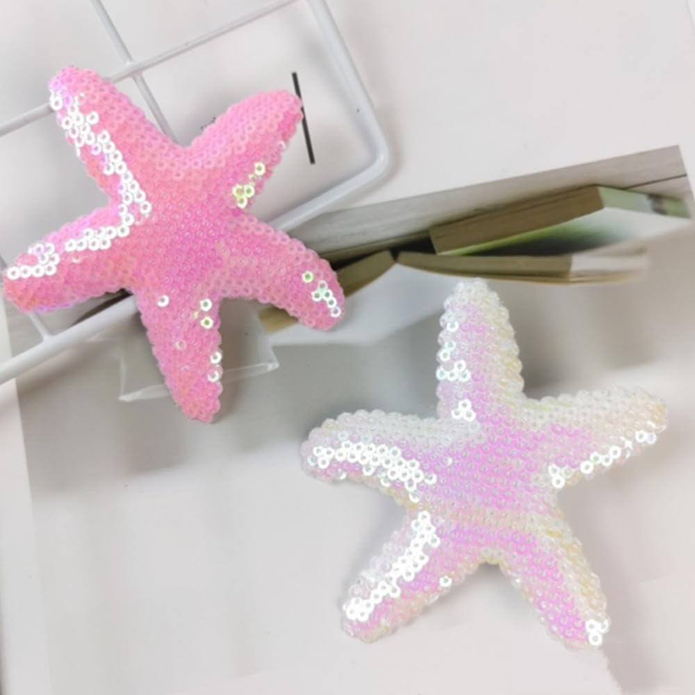 Naisfei Starfish Hair Clips, 8 Pieces Starfish Hair Clips, Starfish Hair Accessories, Shell Headwear, Hair Clip, Glittering Hair, Crocodile Clip, Sequins, Hair Pins for Kids Girls image number 1