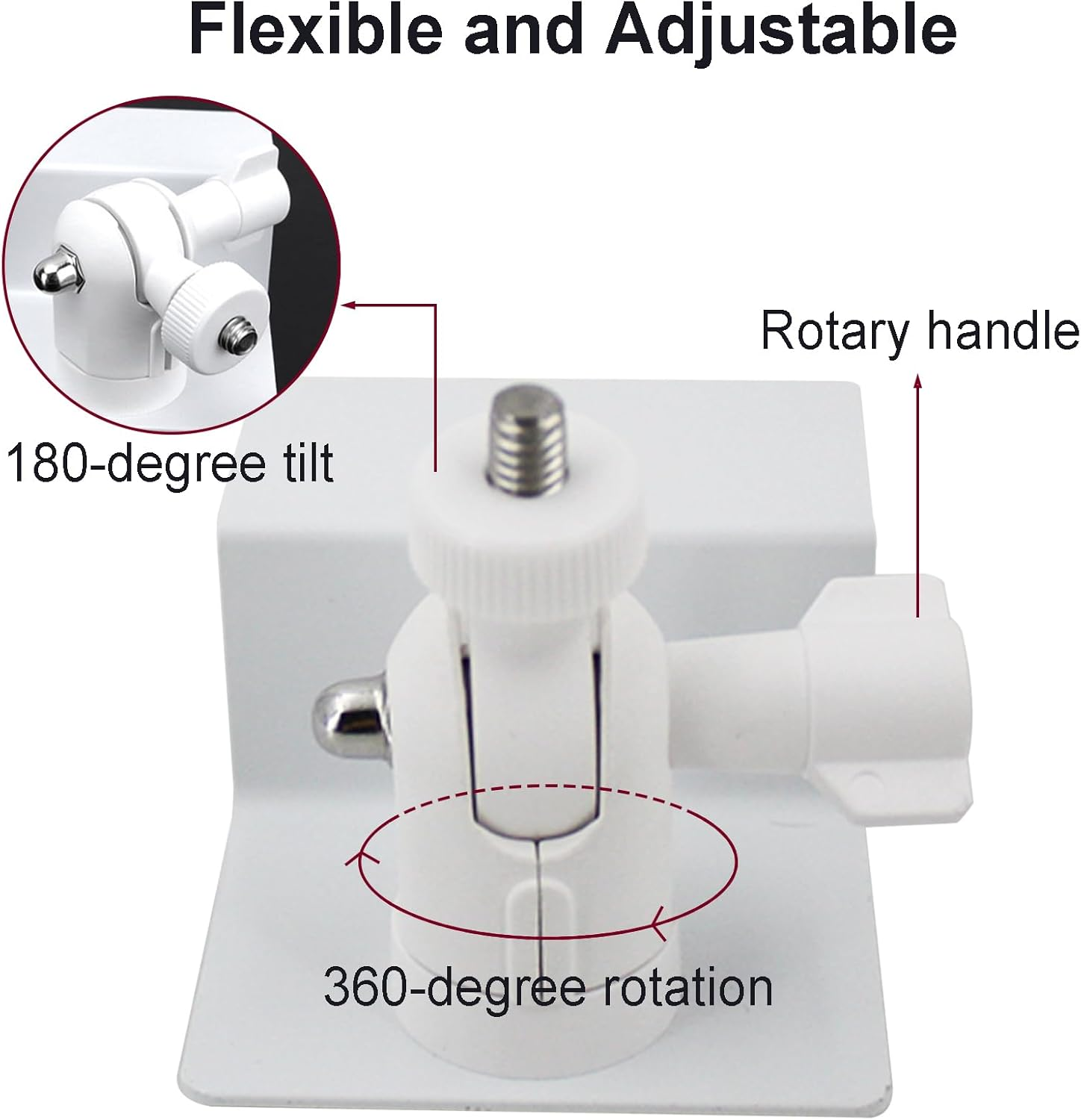 Veldtek No-Drill Gutter Mount for Camera/Solar Panel, Weatherproof Aluminum Alloy Bracket Adjustable 1/4" Screw Compatible with Arlo, Blink, Ring, Wyze, Nest, Reolink (White) - Black image number 3