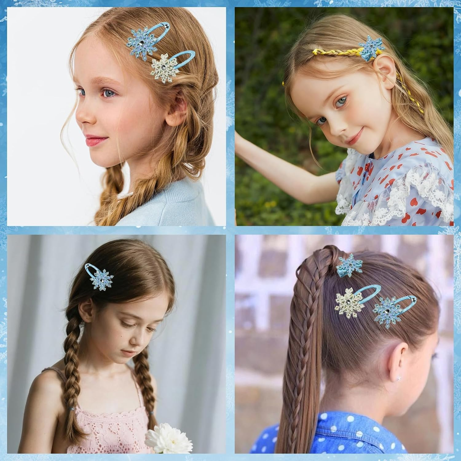 Snowflake Hair Clip Set, 8 Pieces Exquisite Christmas Snowflake Hair Clips, Snowflakes Hair Accessories Hair Clip with Shiny Rhinestones for Women Girls Winter Christmas Party Gift (E) image number 2