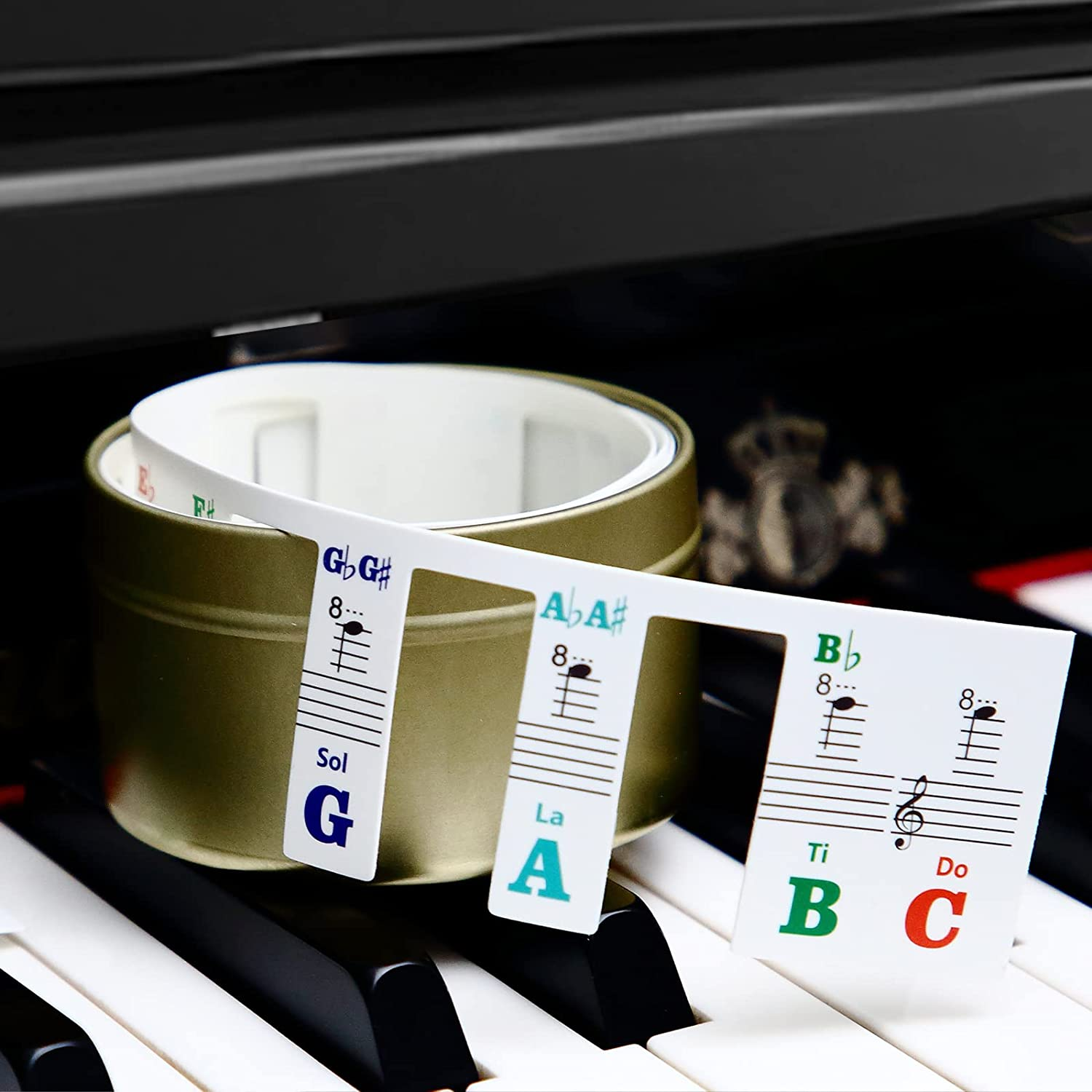 Piano Keyboard Stickers, Full-Size Piano Rake Key Labels Overlay Removable for Beginners Kids (88 Full Keys - Style 2) image number 3