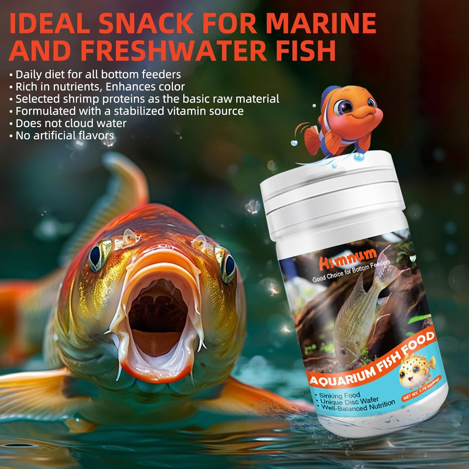 Aquarium Fish Food, Nutritionally Balanced Shrimp Fish Food, Daily Diet for All Bottom Feeders, Fresh Seafood Formula, 1.76 Ounces image number 4